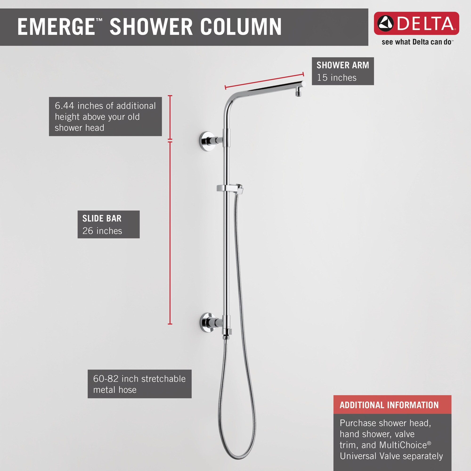 Delta Emerge Matte Black 15-in Bathtub/Shower Slide Bar (0.5-in-ID ...