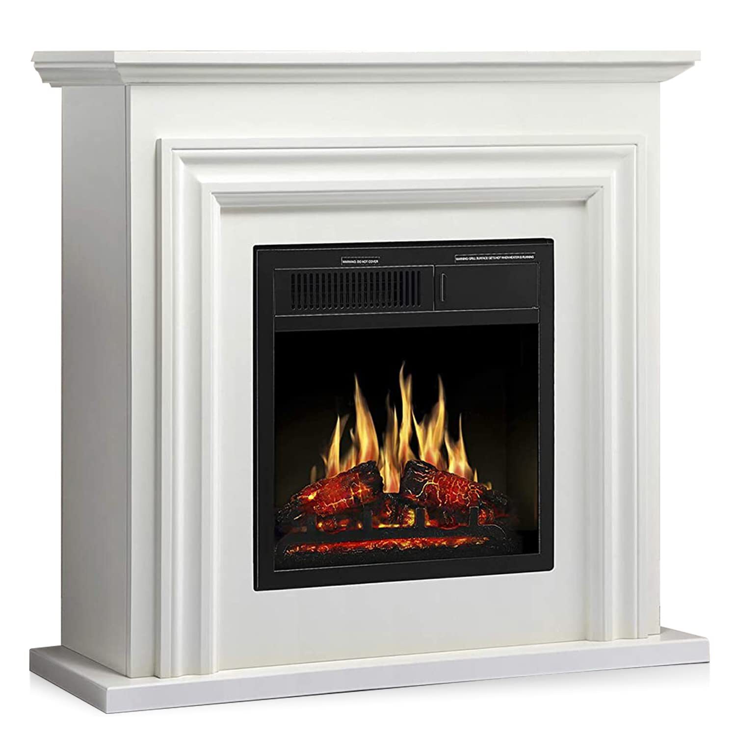 EdenDirect NLCD041902 36.17-Inches W White Free standing LED Corner or flat wall Electric Fireplace with Remote Control Included