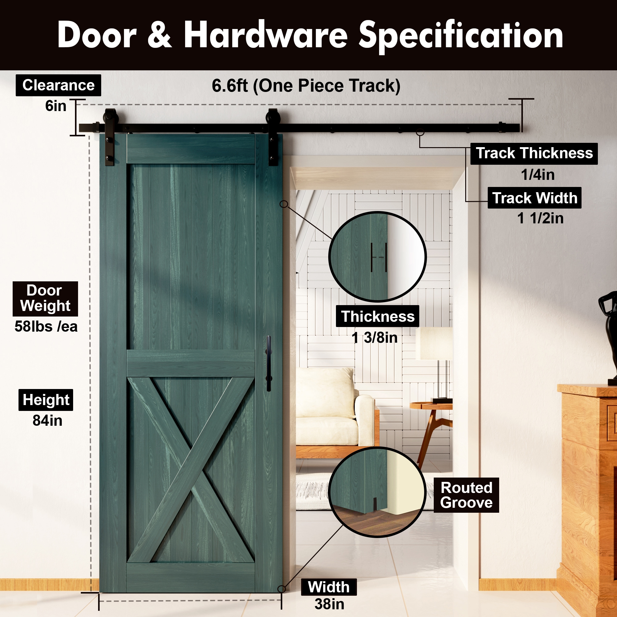 HOMACER YT1TGH079C-3884-X-RP Barn-Doors - View #7