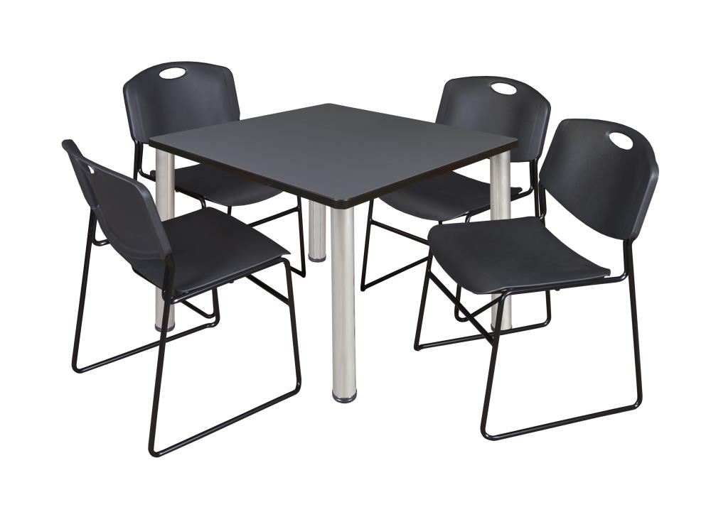 Regency TB4242GYBPCM44BK Breakroom Gray 4-Person Training Table (42-in W x 29-in H)