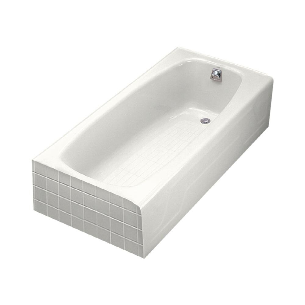 KOHLER 520-0 Dynametric 32-in x 60-in White Cast Iron Alcove Soaking Bathtub (Right Drain)