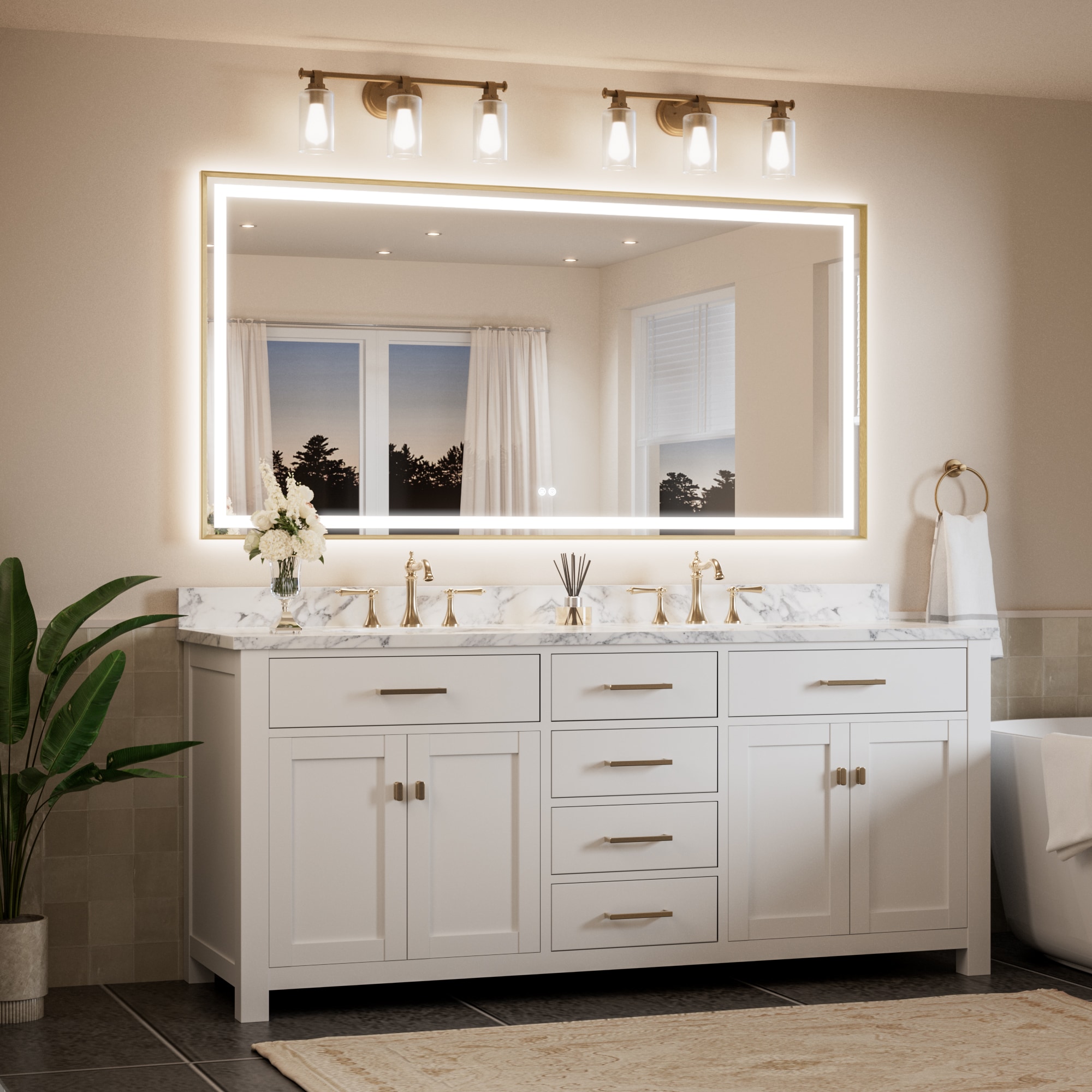 Keonjinn LW-BM66-18291-GD Framed-Bath-Mirrors - View #2