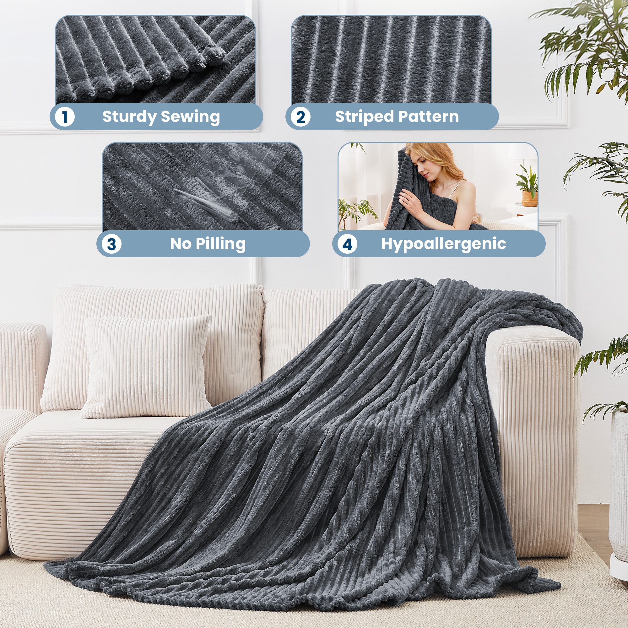 JEAREY JE-CTGT-GY-Q Blankets-And-Throws - View #6