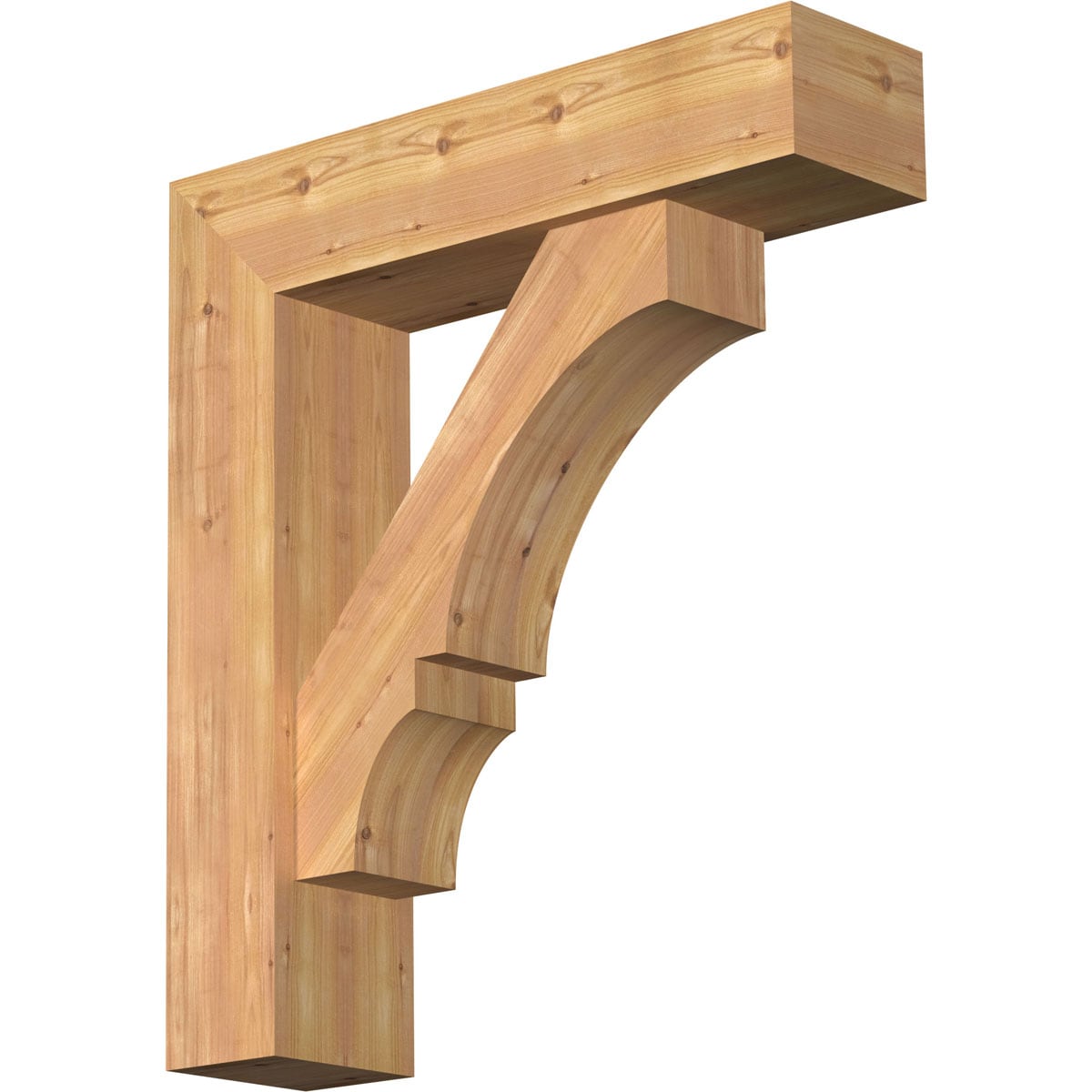 Ekena Millwork 1461987 Balboa Block Smooth Bracket with Offset Brace 7-1/2-in x 30-in x 34-in Western red cedar Brown Wood Standard bracket