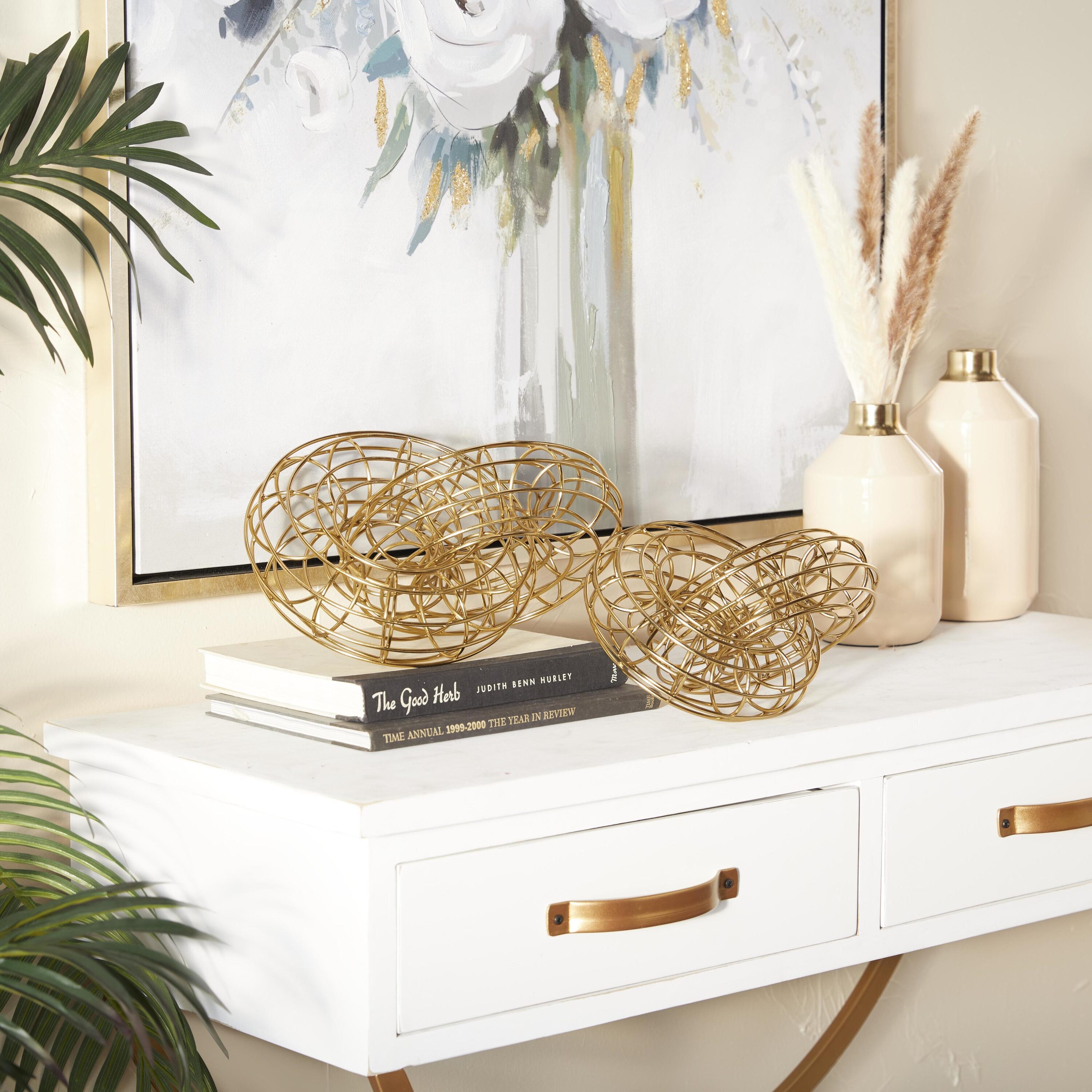 Grayson Lane 88227 2 -Pack Gold Iron Modern Sculpture