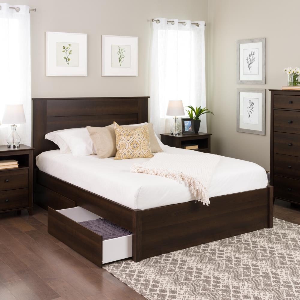 Prepac Select Espresso Queen Composite Platform Bed with Storage in the ...