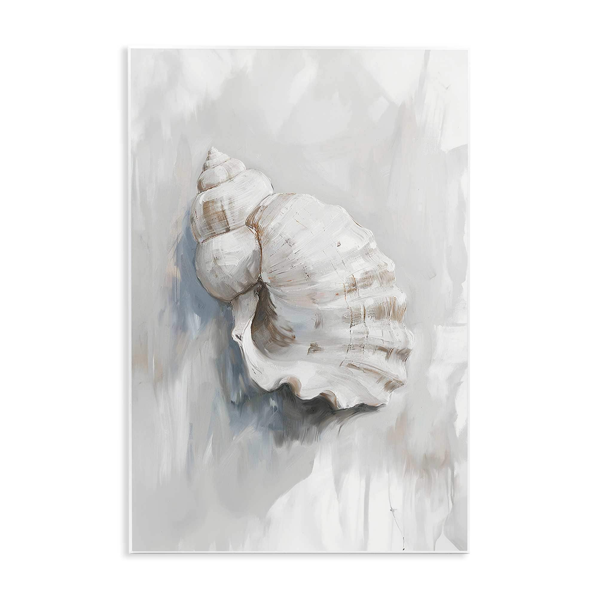 Stupell Industries BS-965-WD-10X15 Neutral Curved Seashell Wall Plaque Art By Ramona Murdock 10 x 15