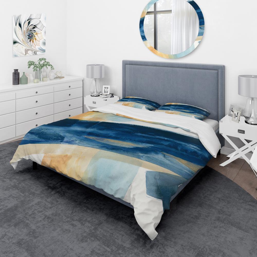 Designart BED30099-K 3 -Piece Blue King Duvet cover Set