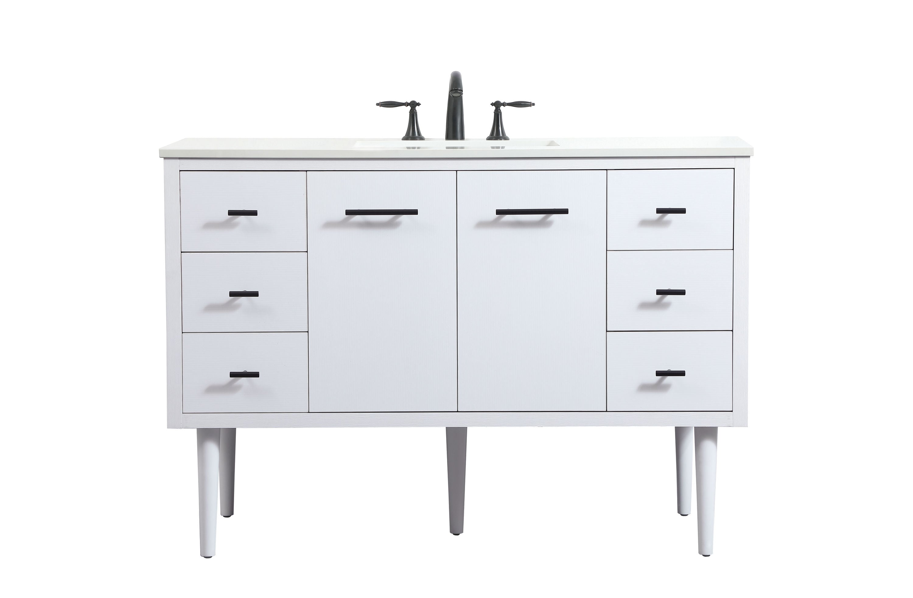 Elegant Decor HF144144MWH Home Furnishing 48-in White Undermount Single sink Floating Bathroom Vanity with Ivory White Engineered marble Top