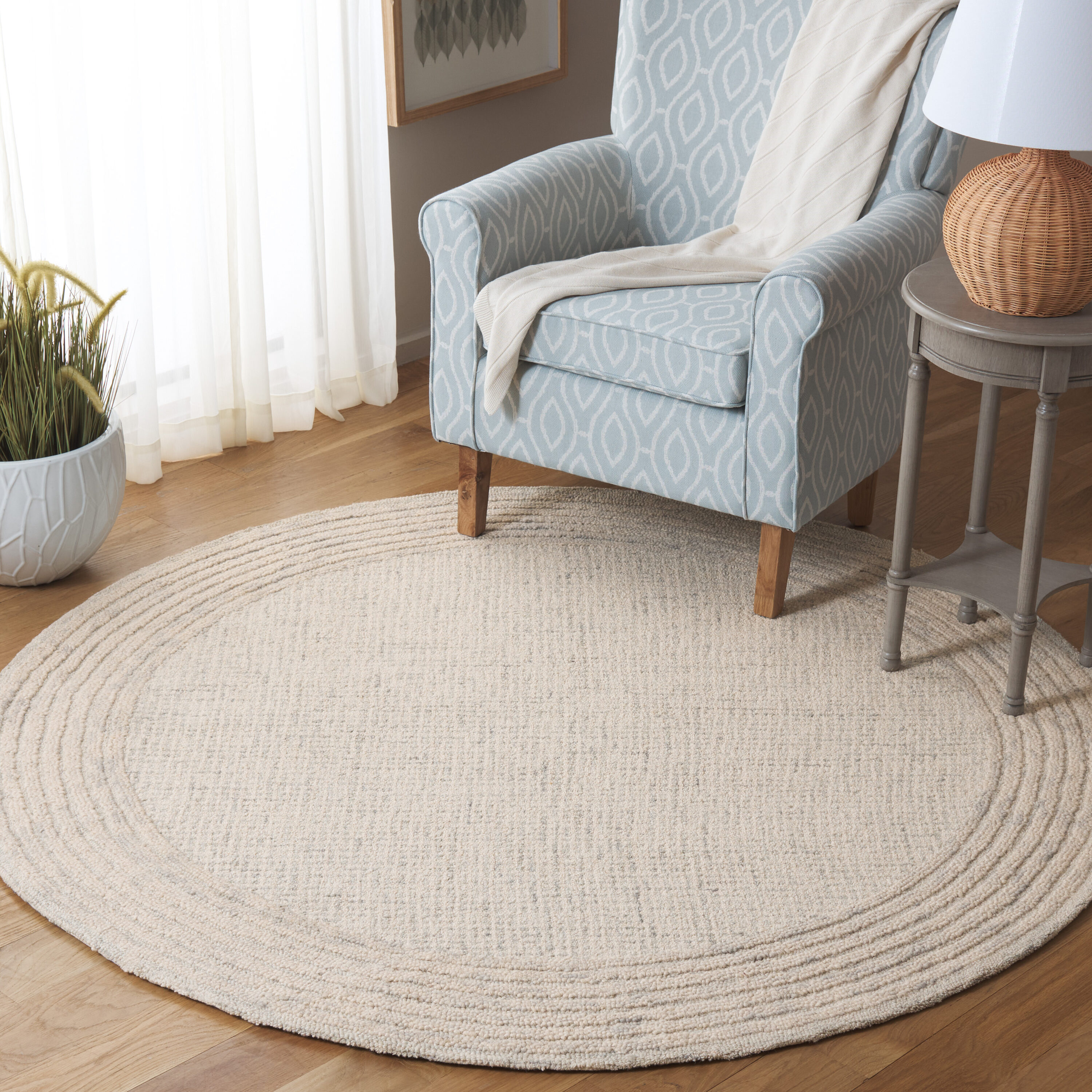  Ebony 425 Denim/Gray Solid / Tonal 6ft x 6ft Round Rug