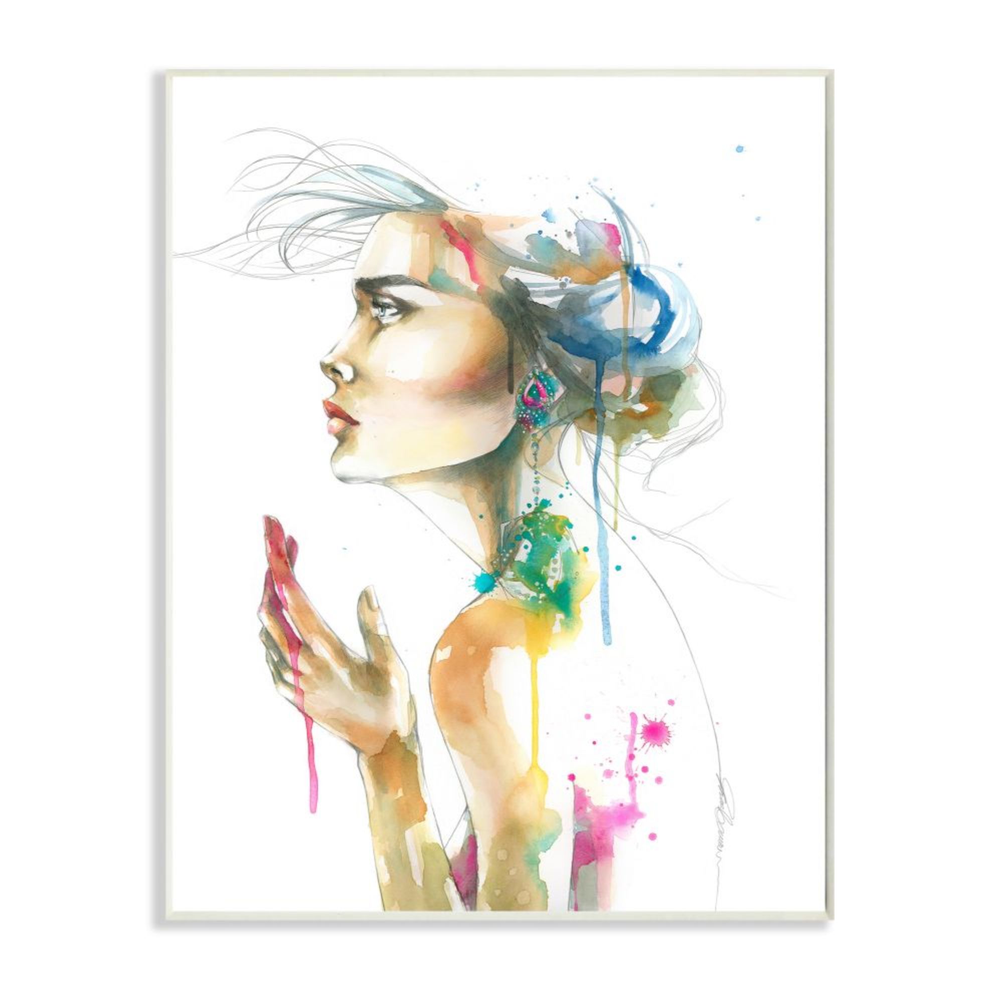 Designart High Fashion Female Sketch I Fashion Woman Canvas Art Print - 3 Panels - 28 in. Wide x 36 in. High