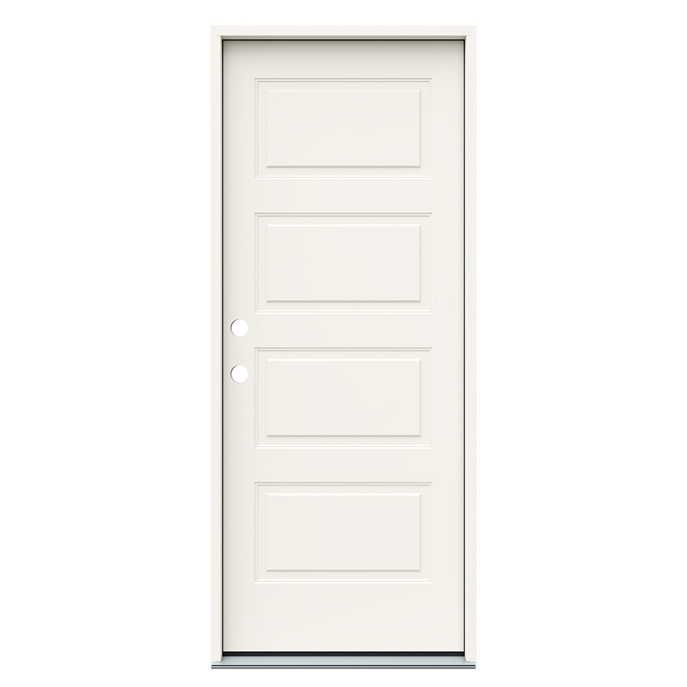 JELD-WEN JWPRO250500022 32-in x 80-in x 4-9/16-in Steel No glass Right-hand inswing Primed Prehung Front Door Insulating core