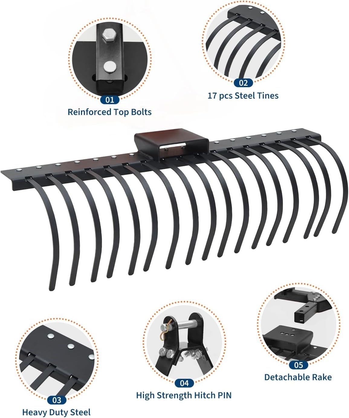 Garvee HQ-5-G3-3MPP-W5L6 Lawn-Leaf-Rakes - View #3