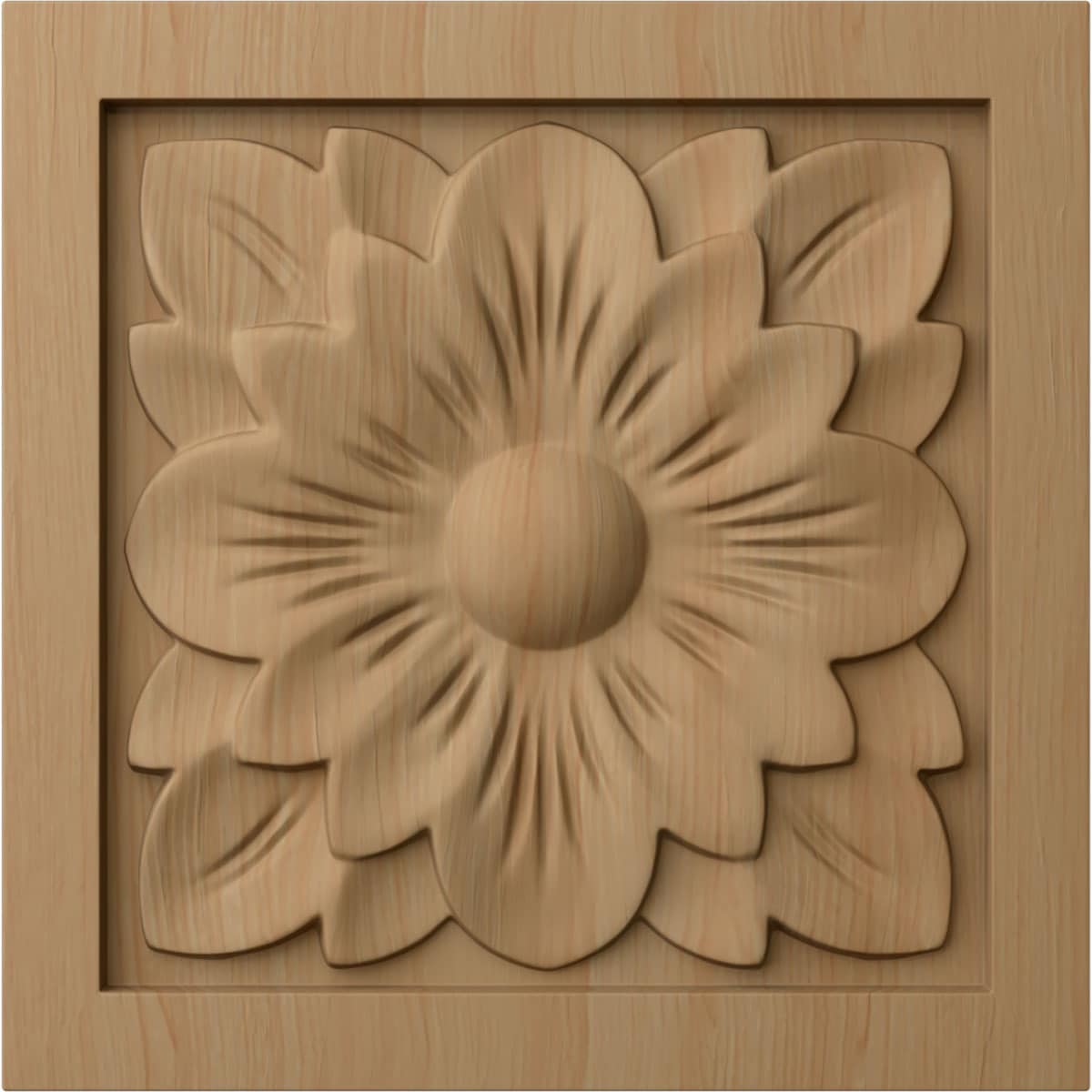 Ekena Millwork ROS03X03DGAL Medium Dogwood Flower 3.5-Inches x 3.5-Inches Square Unfinished Alder Wood Rosette