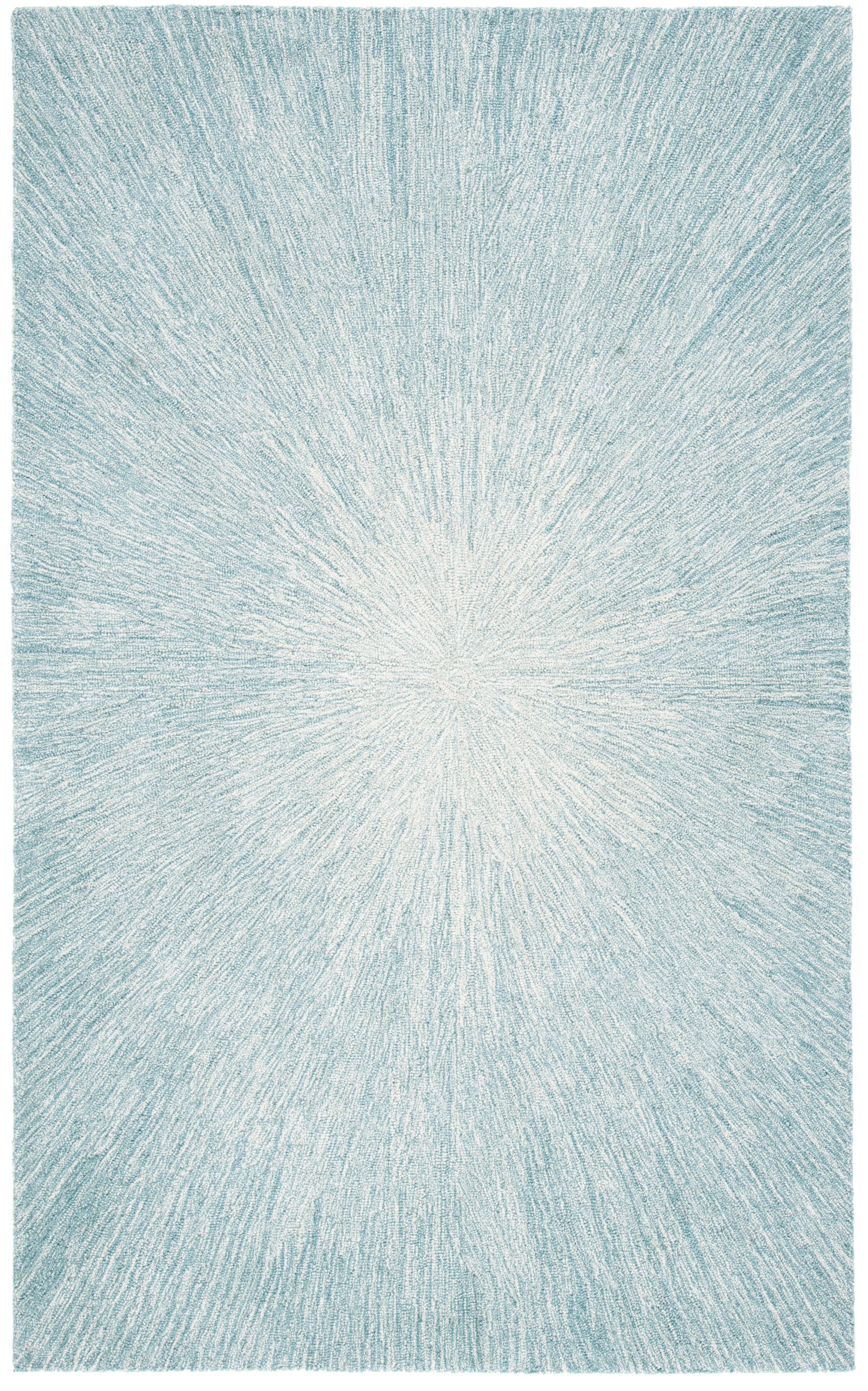 Safavieh MLP676J-5 Micro-Loop Ljupka 5 x 8 (ft) Tufted Wool Aqua Rectangular Indoor Abstract Bohemian/Eclectic Area rug