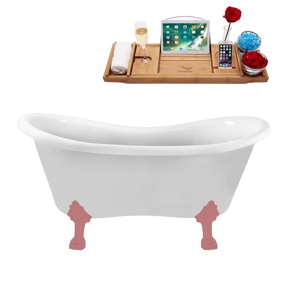 Streamline 62 inch  Clawfoot Tub and Tray With Internal Drain