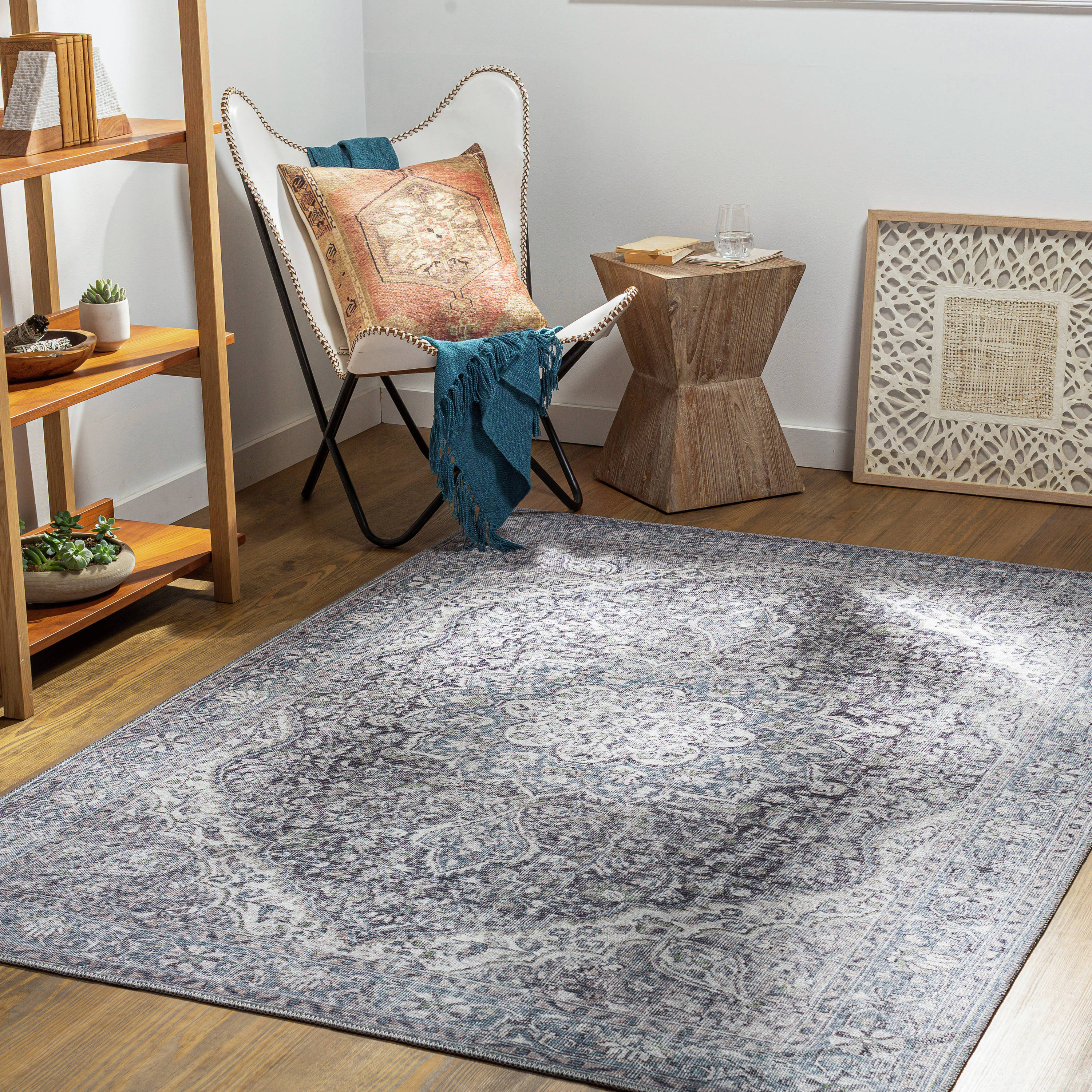 Livabliss CLN2308-9312 Colin 9 x 12 (ft) Loomed Polyester Blue/Charcoal Rectangular Indoor Medallion Oriental Machine washable Area rug