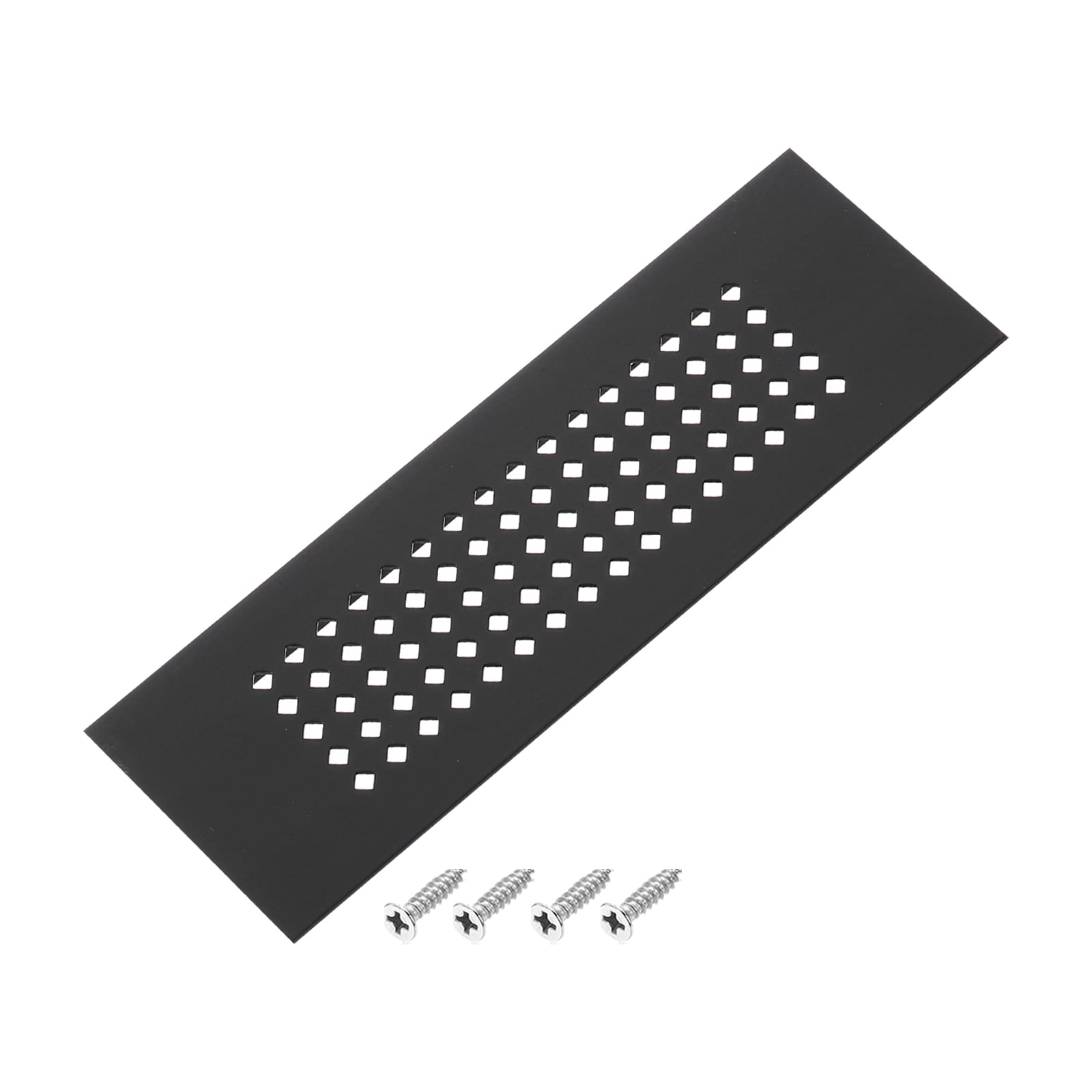 PATIKIL 6 x 2inch Door Air Vent Cover Aluminum Grille Ventilation Cover Louvered Diamond Hole with Mounting Screws for Cabinet Wardrobe Door Black