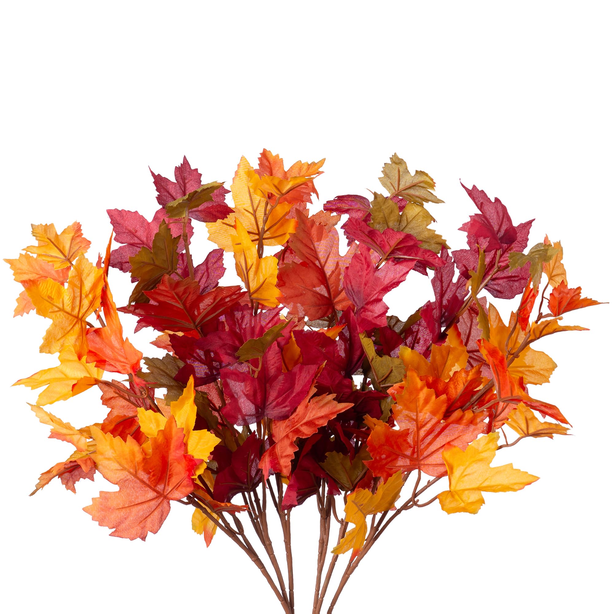 Aoibox  Set of 6 Artificial Maple Leaf Stems 21 6 Inches Tall in Orange Red for Fall Farmhouse and Halloween Decor