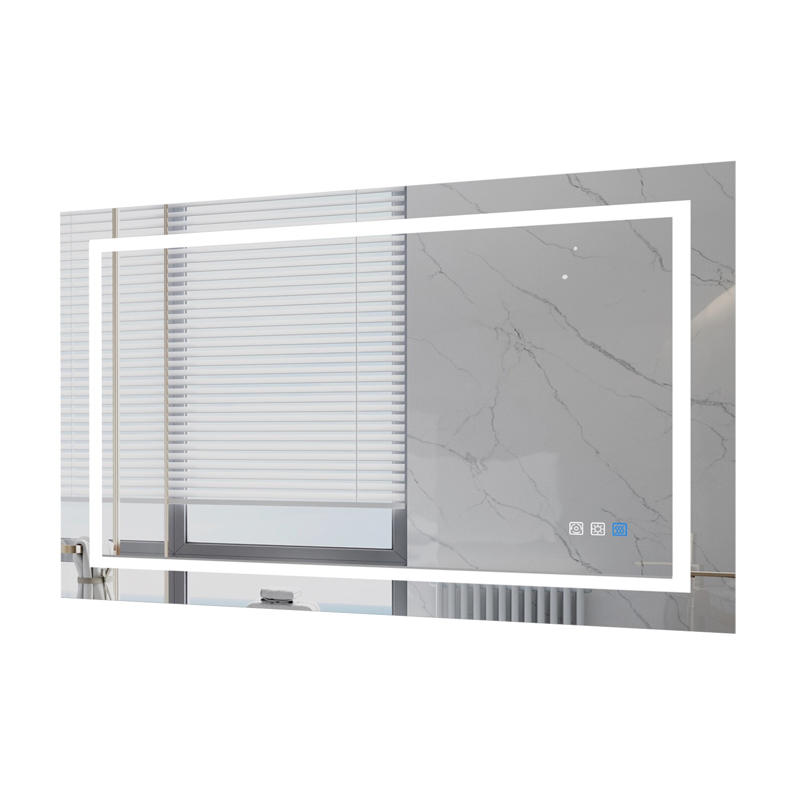 ExBrite JS-2436R-4-X-E Xero 24-in x 36-in Beveled Frameless Rectangle Dimmable Lighted Fog Free Bathroom Vanity Mirror ( Glass )