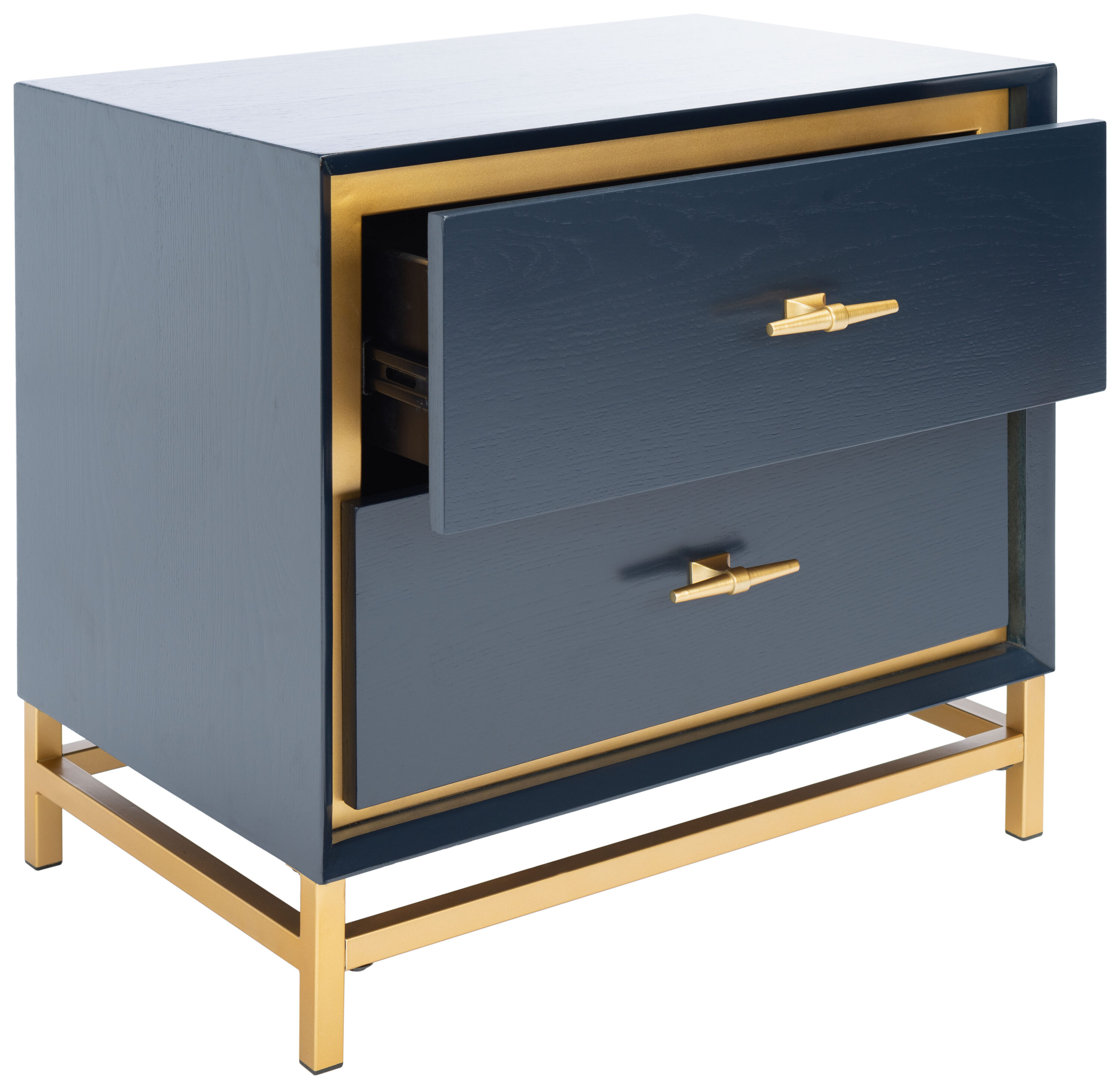 Fenno Artisanal Teal & Brass 2-Drawer Nightstand