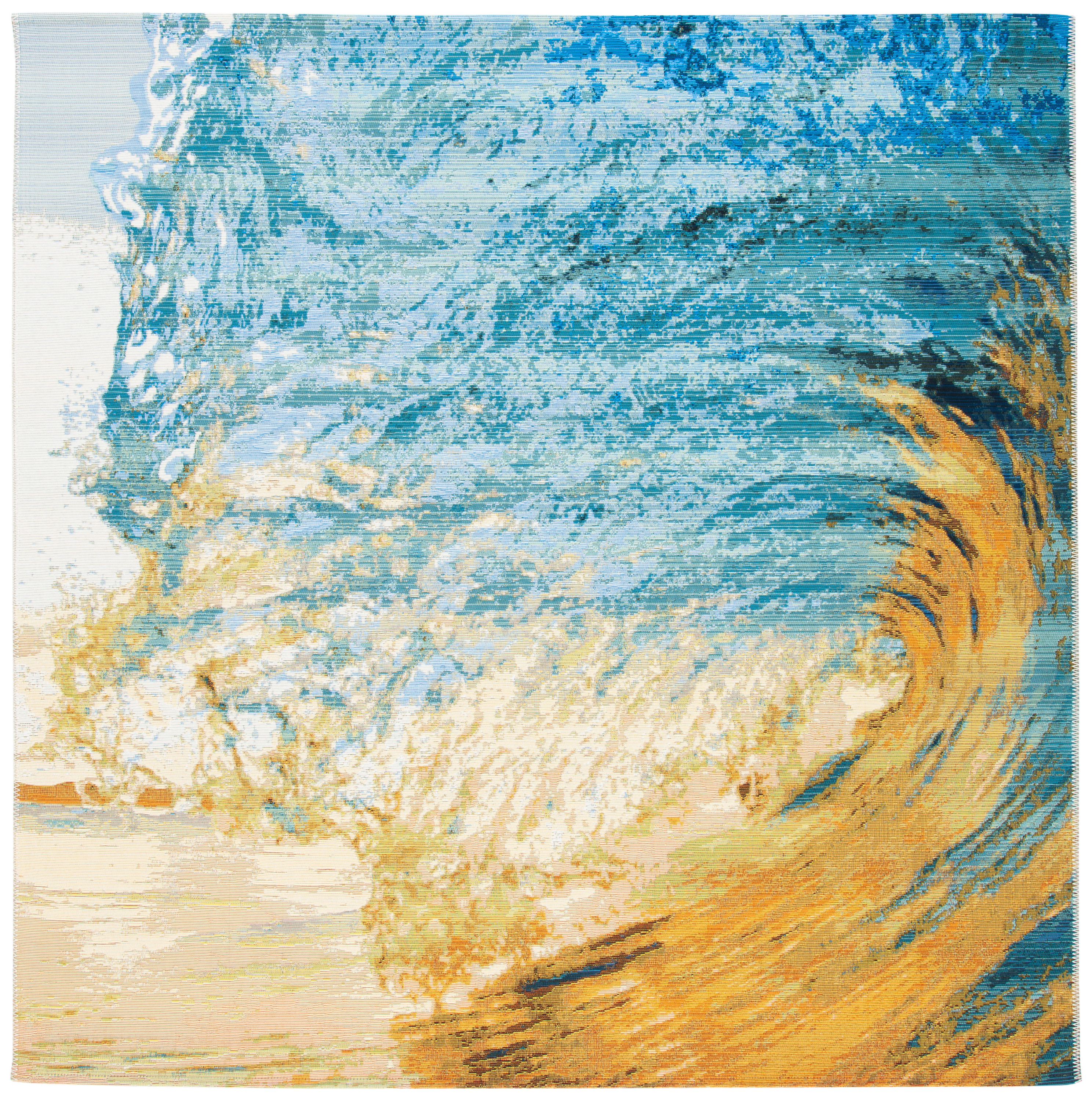Safavieh BAR510M-8SQ Barbados 500 Fridoline 8 x 8 (ft) Loomed Polypropylene Blue/Gold Square Indoor/Outdoor Abstract Coastal Area rug