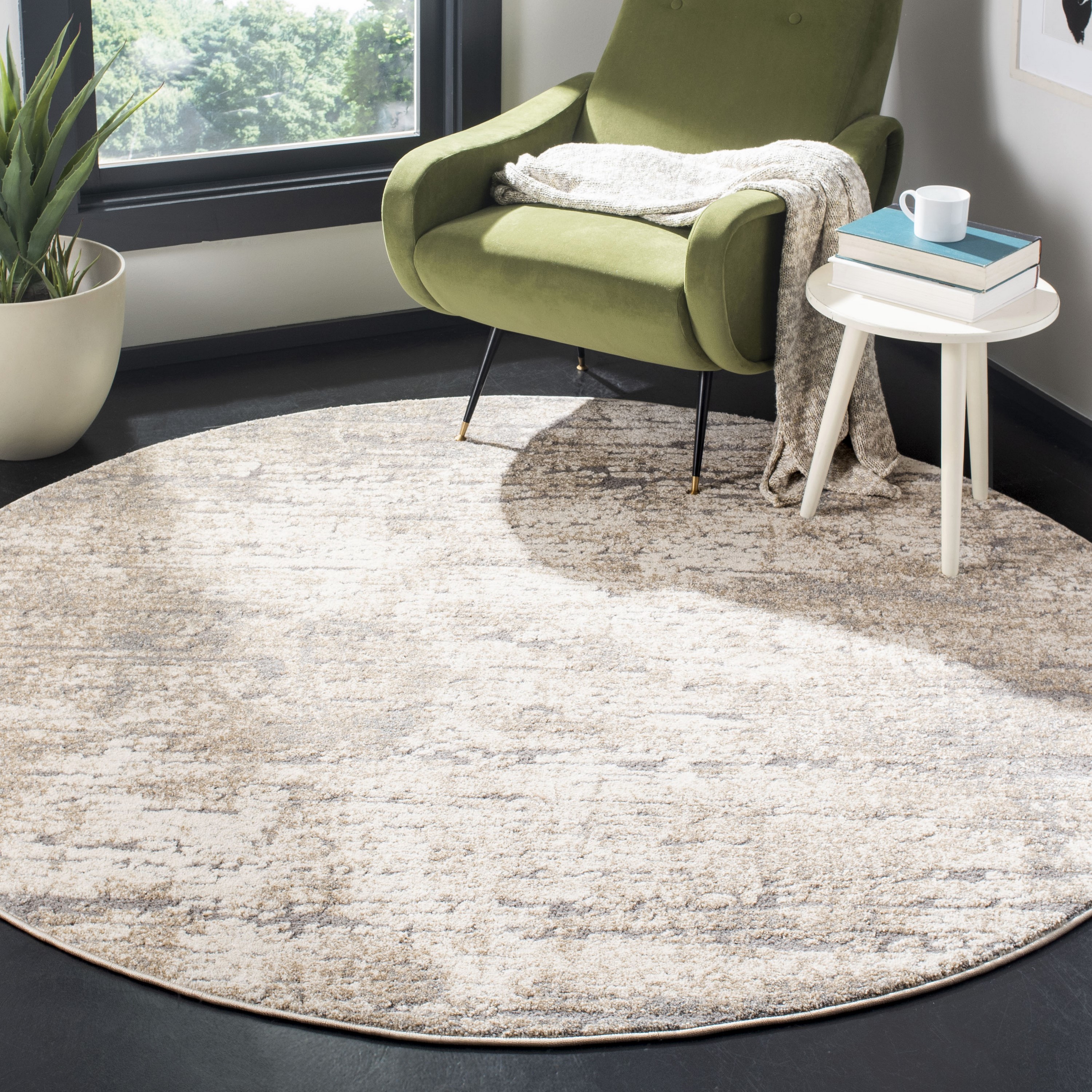 Safavieh SPR126E-7R Spirit Dorly 7 x 7 (ft) Loomed Synthetic Taupe/Ivory Round Indoor Abstract Area rug