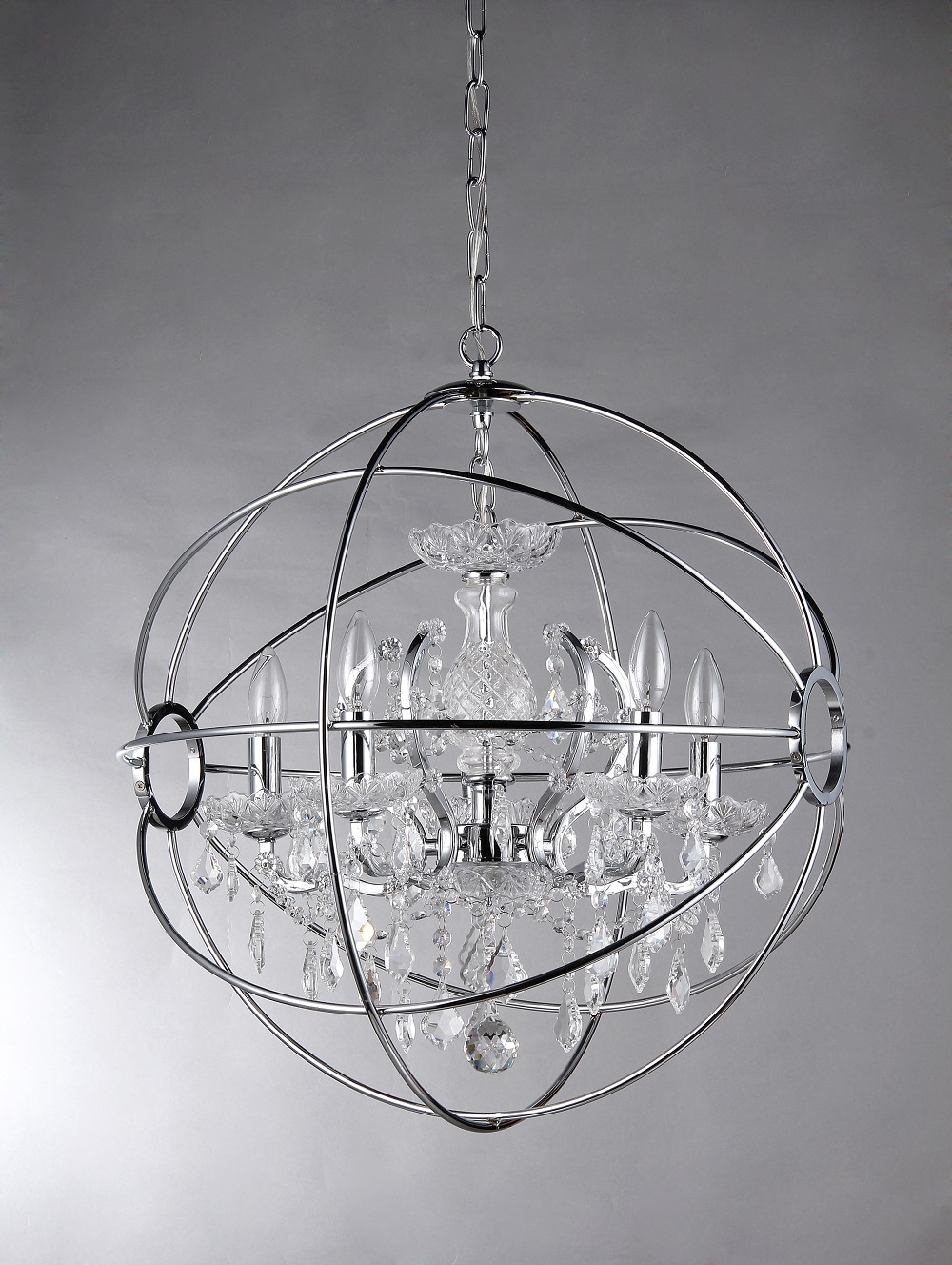 Elegant Chrome 27'' Crystal Reflections Contemporary Chandelier