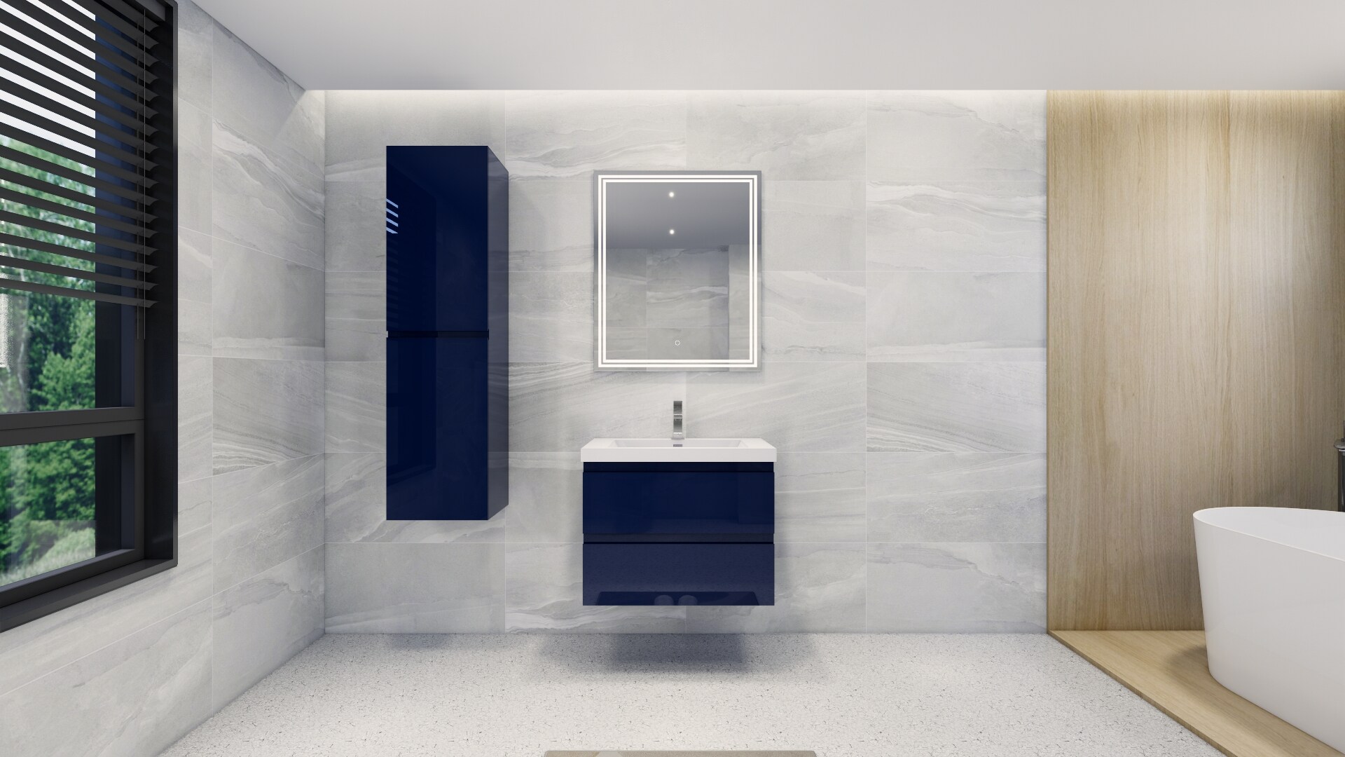 Moreno Bath MOB30-NB Moreno Bohemia 30-in Night blue Single sink Bathroom Vanity with Pure white Acrylic Top