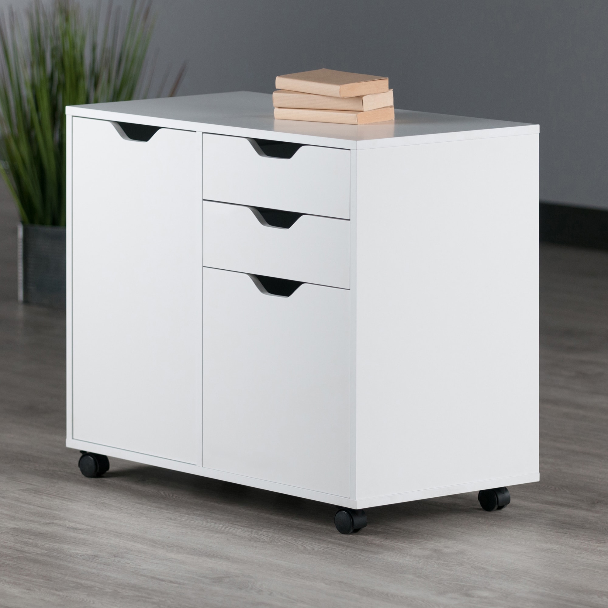 Tribesigns 3 Drawer File Cabinet with Lock, Mobile Lateral Filing Cabinet, White, Contemporary Style, Open Storage Shelves, Home Office Organizer