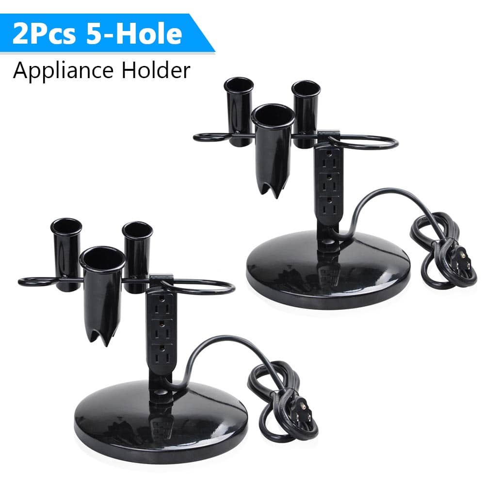 Yescom 12APH003-5H-06X2-LO Byootique 2Pcs Tabletop Blow Dryer Hair Iron Holder Hair Tool Salon Appliance Stand w/ 3 Outlets