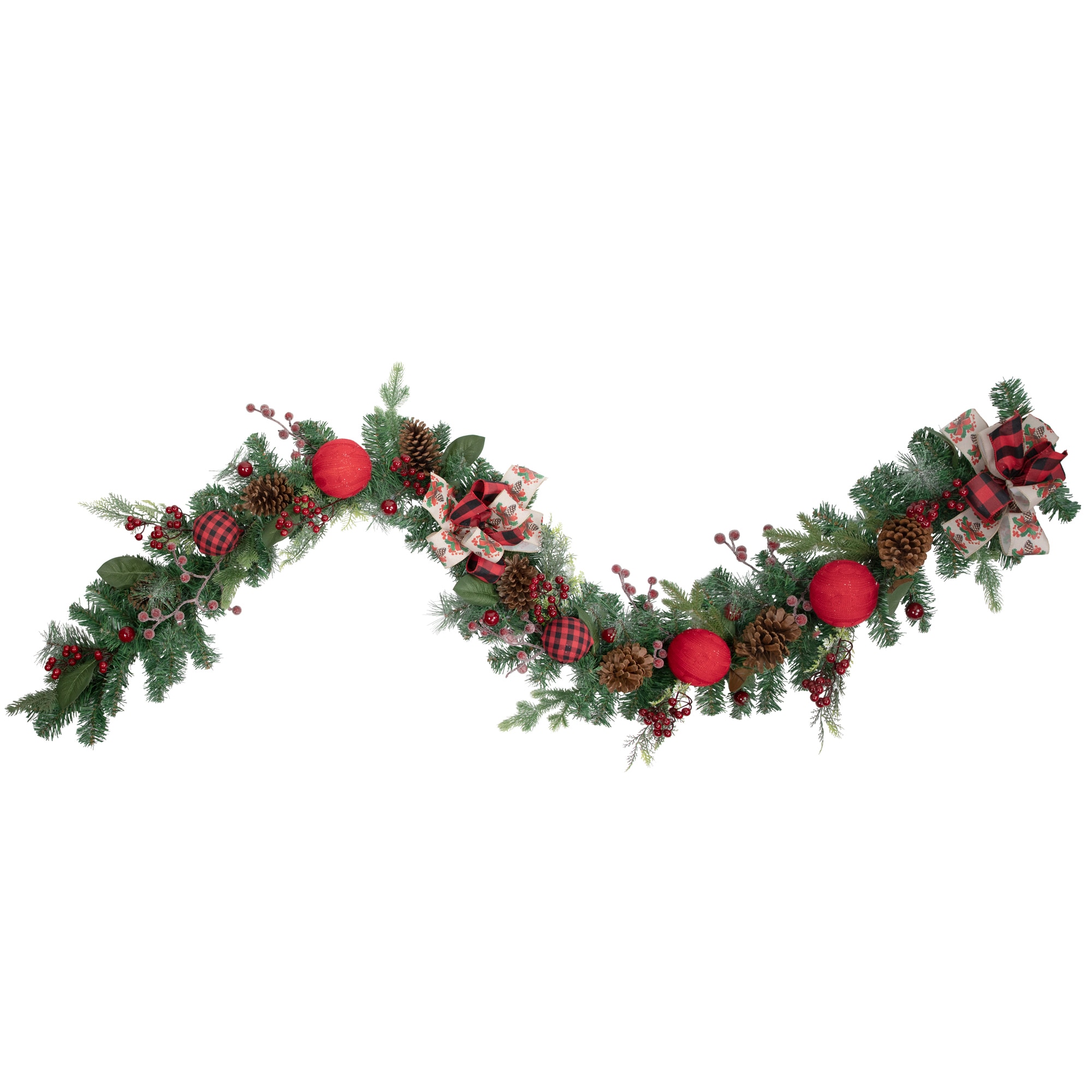 Northlight 6' x 10 inch Pre-Lit Decorated Black Pine Artificial Christmas Garland, Cool White LED Lights