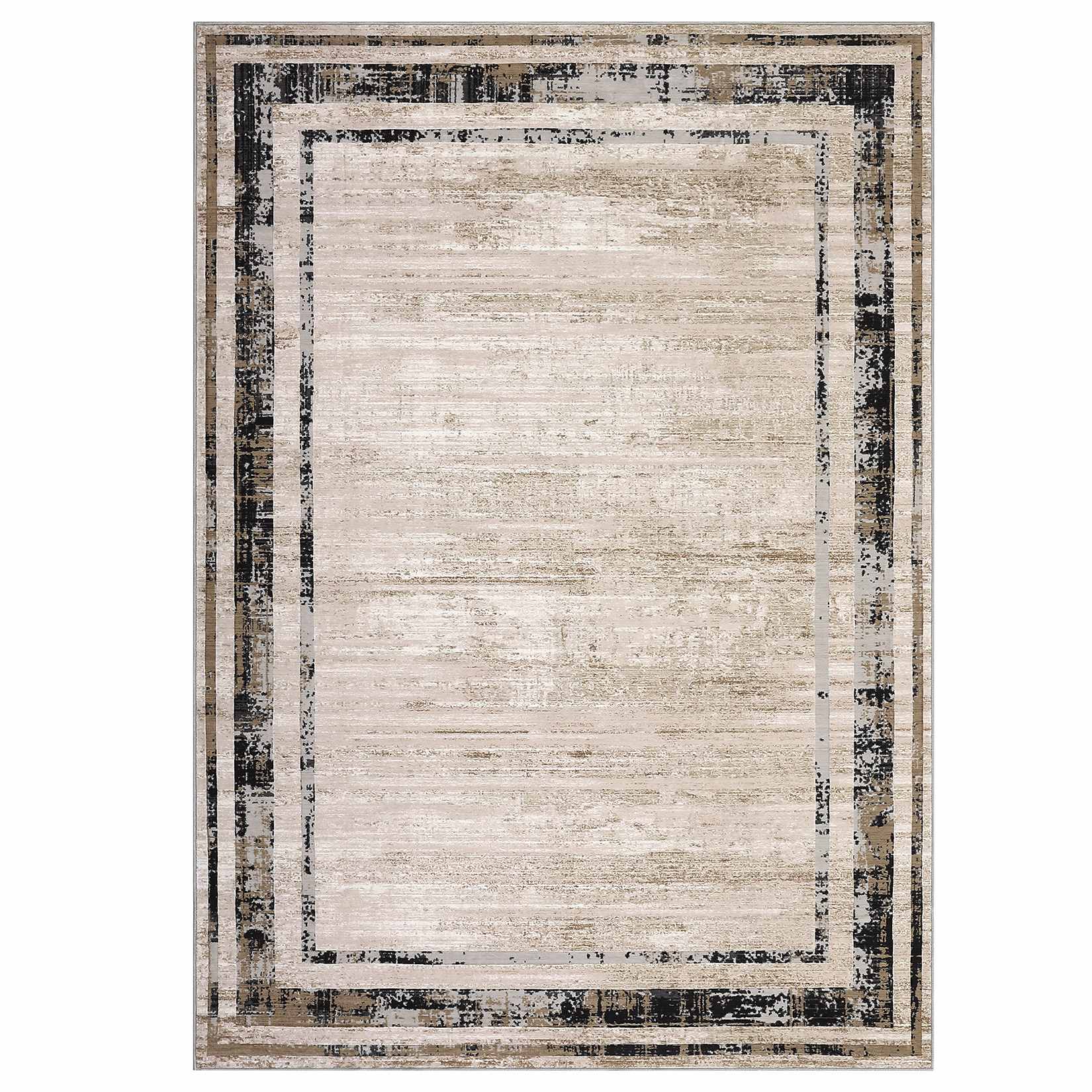 Qeetex LSN-PHK-33EC3JD7 10 x 13 ft Pearl Velvet Brown Rectangular Hallway Bathroom Entryway Kitchen Office Foldable Geometric Modern Washable Area Rug
