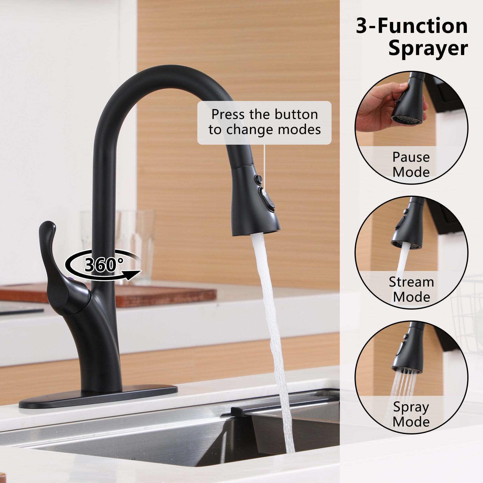 Mondawe AM-K127W-MB Kitchen-Faucets - View #4