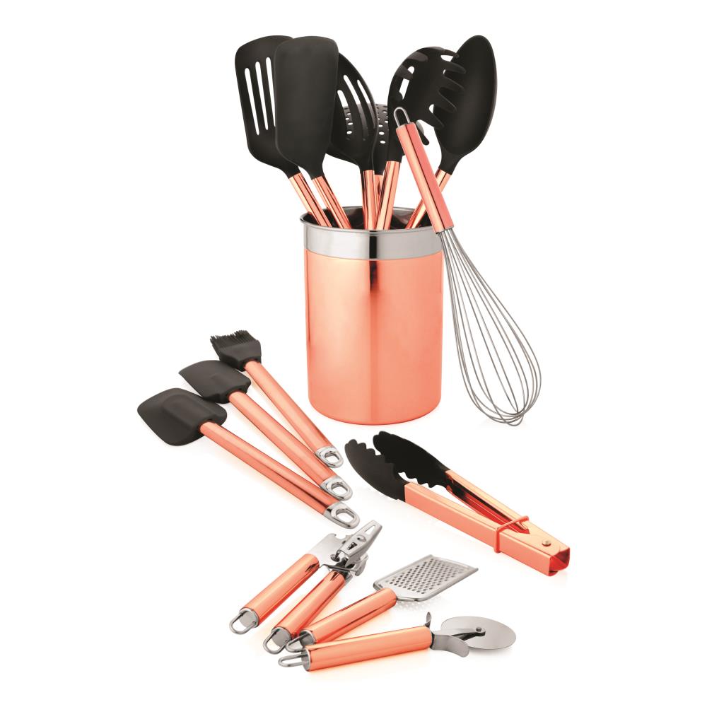 Hastings Home Kitchen Utensil and Gadget Set - 6 Piece Spatula and Spoons  on Ring - Black Plastic - Dishwasher Safe - Heat Resistant - Non-Stick in  the Kitchen Tools department at