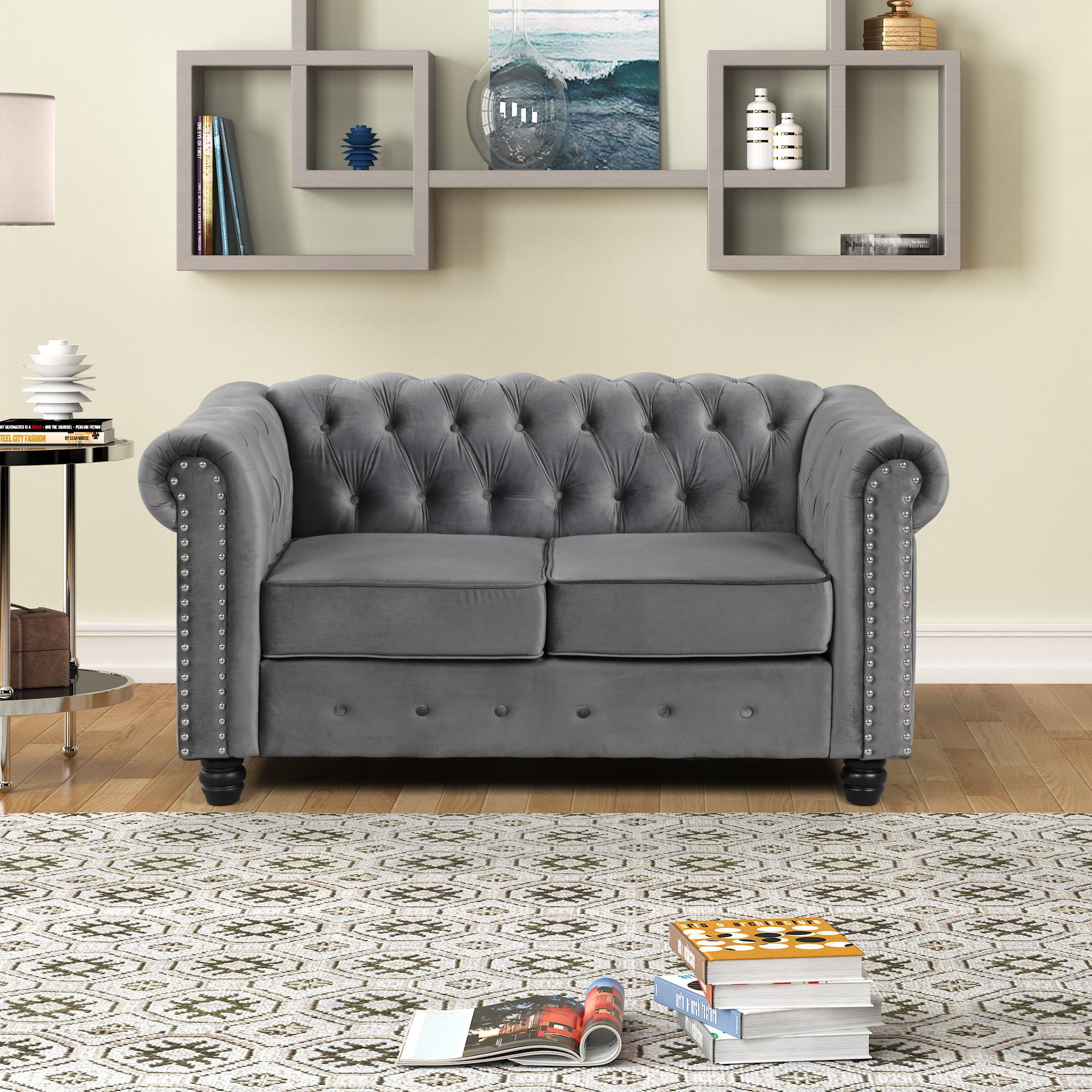FARATI 8705-GREY-2 61-in Modern Gray Loveseat