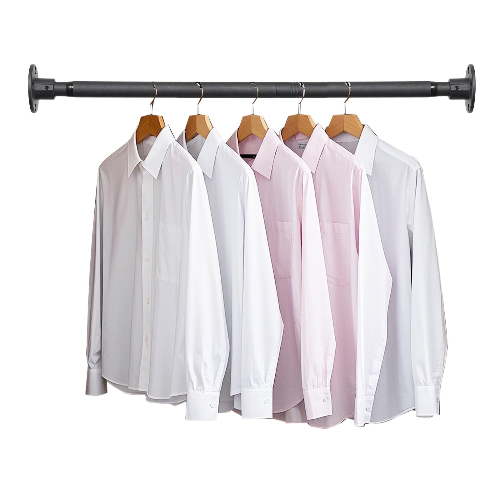 Adrinfly  Adjustable Closet Rod 30 to 49 Inch Heavy Duty Metal Hanging Rod for Clothes Black Telescoping Design durable home and garden accessory