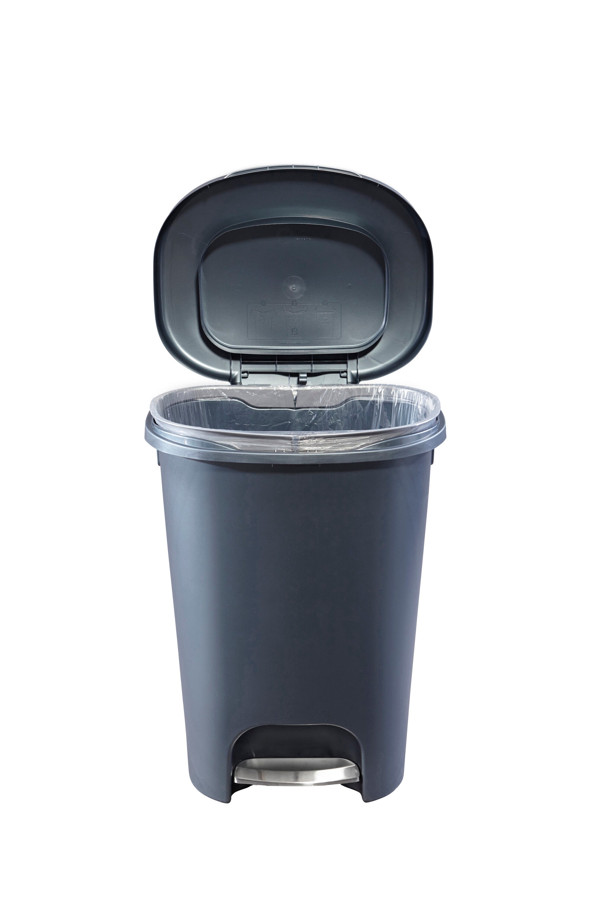 Rubbermaid 13-Gallons Gunmetal Blue Plastic Kitchen Trash Can with Lid in  the Trash Cans department at