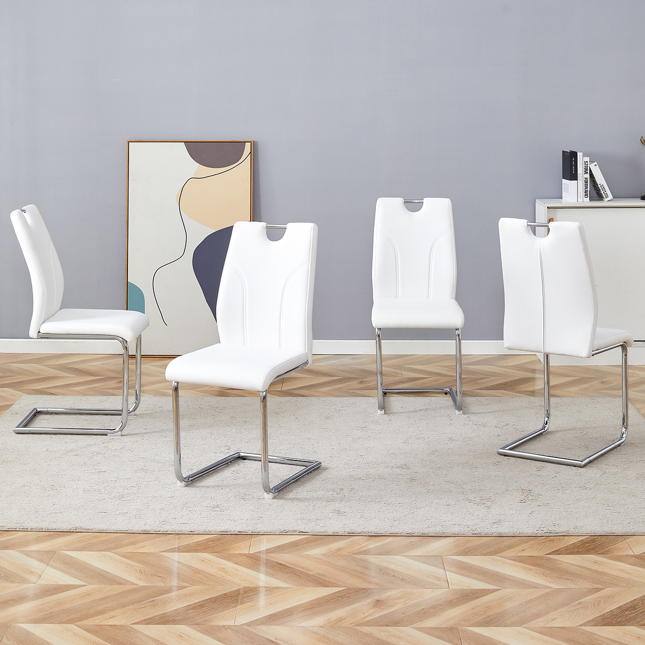 LOVMOR - Modern Dining Chairs with Faux Leather Padded Seat Dining Living Room Chairs Upholstere...