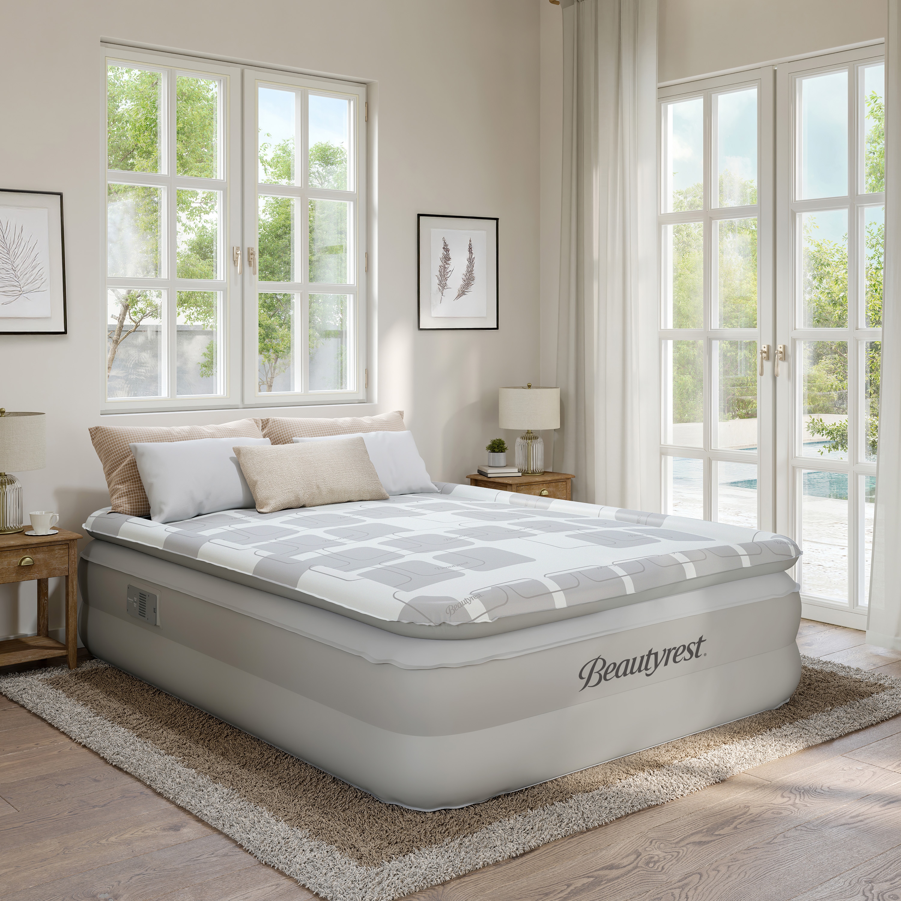 Beautyrest -  20 Inch Memory Aire Luxury Pillowtop Air Mattress with Memory Foam