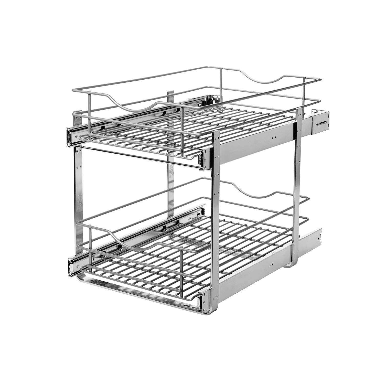 Knape & Vogt Knape Vogt RS-DBLMUB-14-FN 14.625 inch W x 21.75 inch D x 16.25 inch H Double Tier Pull Out Cabinet Organizer Frosted Nickel