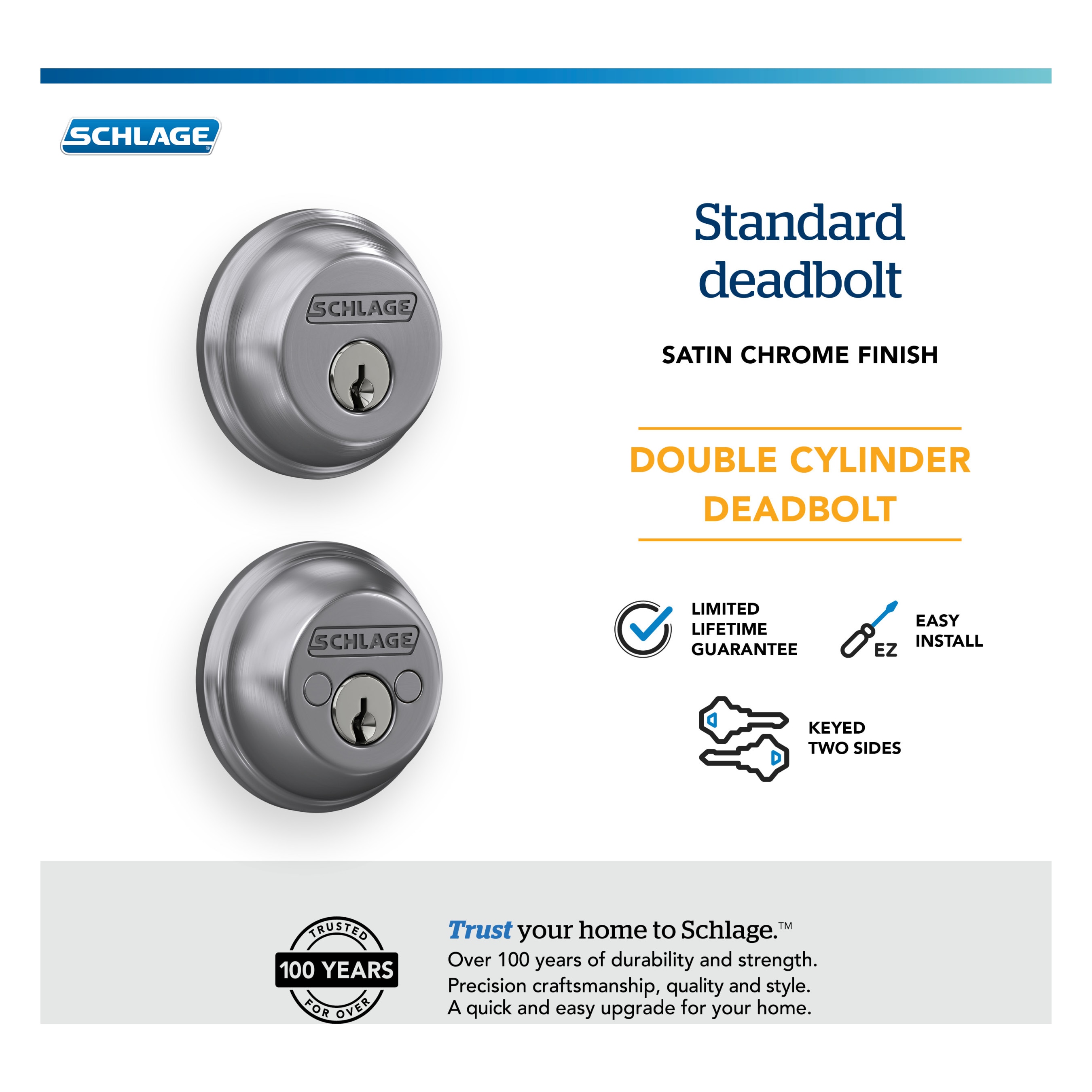 Schlage B62CS V 626 Door-Deadbolts - View #6