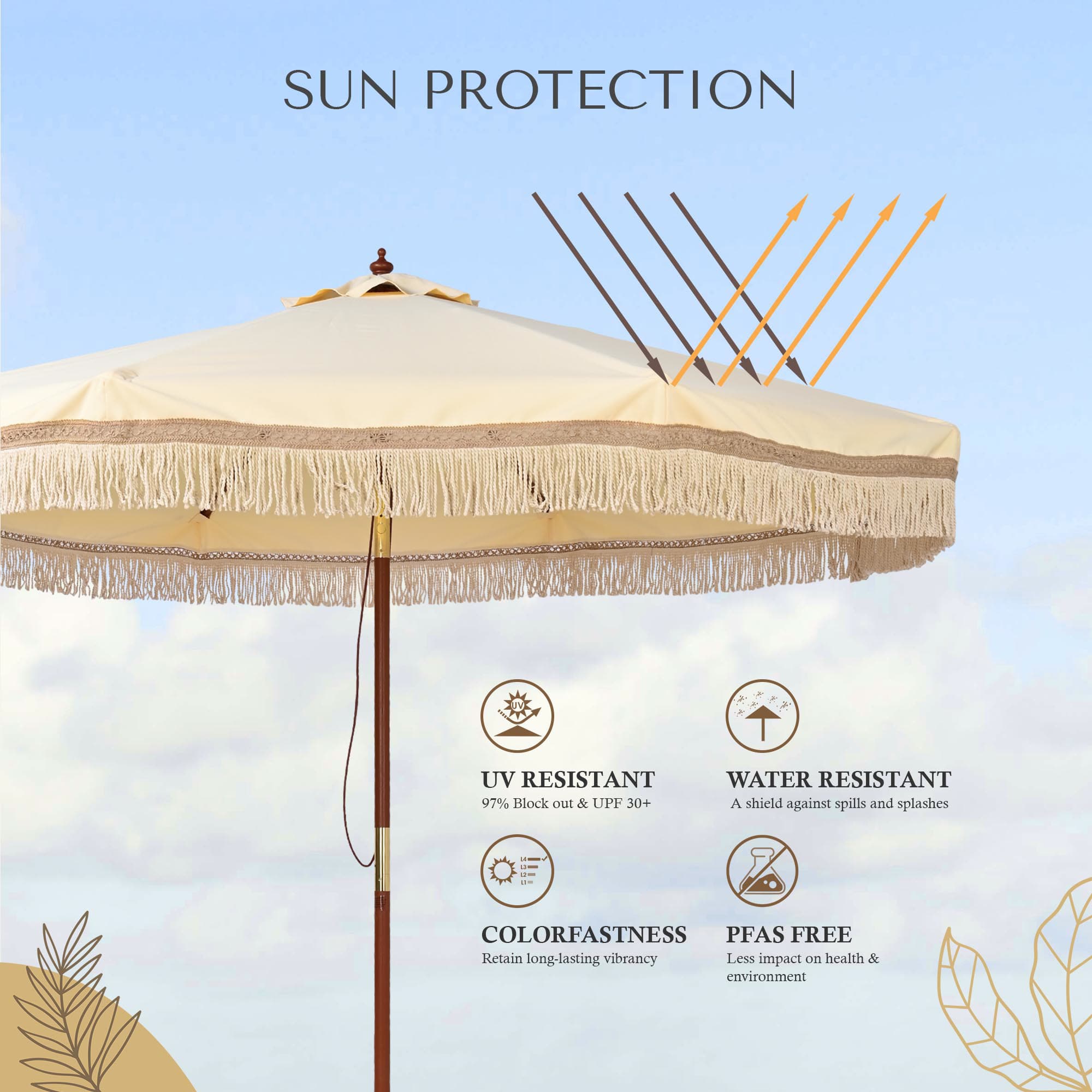 LAGarden 07LAU003-BH9-P2BT-LO Beach-Umbrellas - View #4