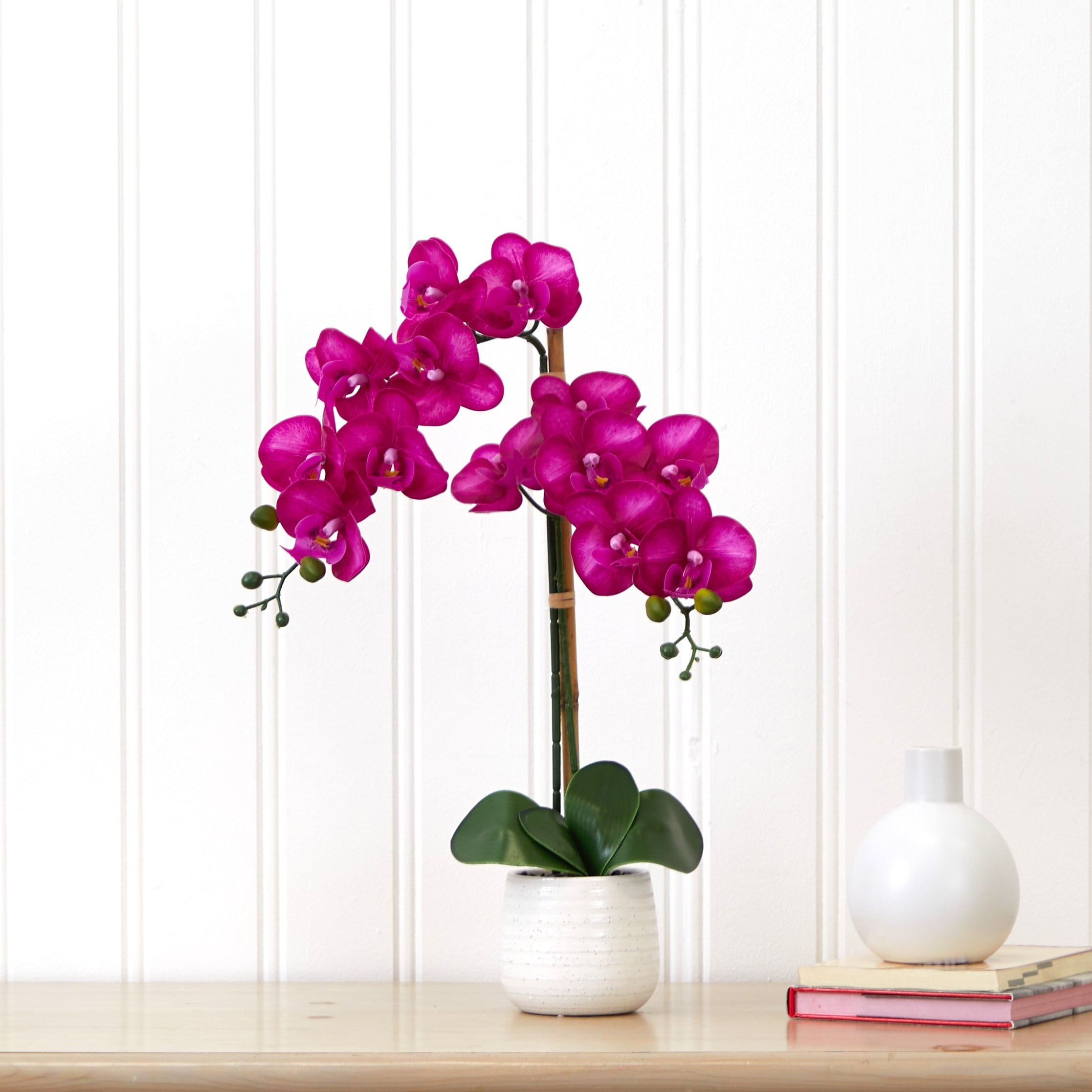 allen + roth 19-in Pink, Green, White Indoor Orchid Artificial Flower ...