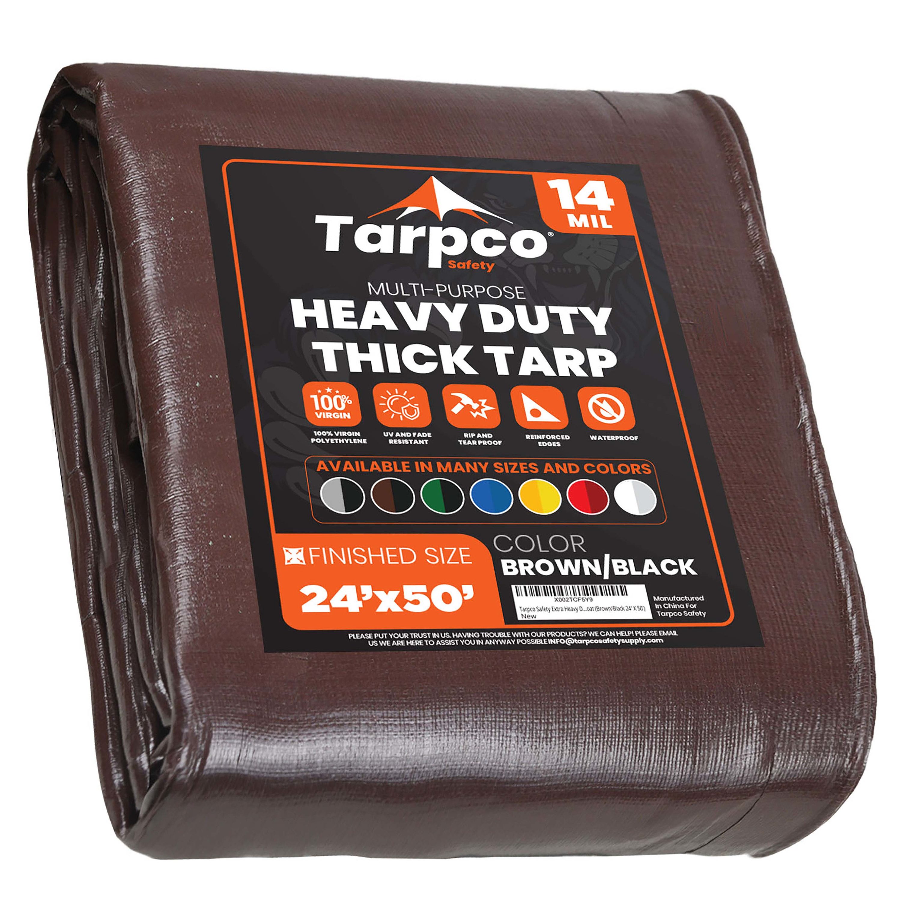 Tarpco Safety TS-102-24X50 24-ft x 50-ft Brown Waterproof Commercial Polyethylene 14-Mils Tarp