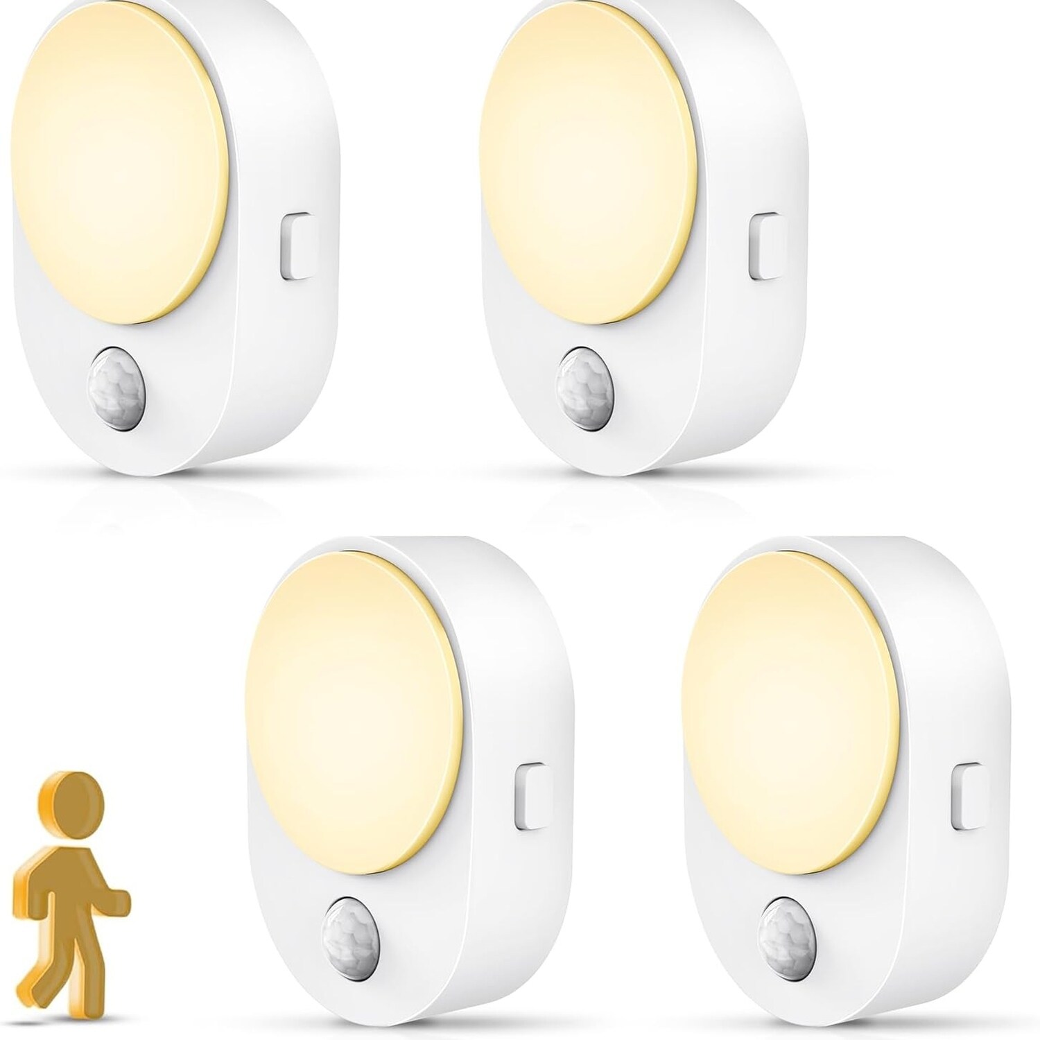 DORESshop LSC-GY12302US-4 Plug in Night Light with Motion Sensor and Dusk to Dawn Sensor 4 Pack 3000K Soft White 3060100LM Dimmable for Bathroom Hallway Kitchen