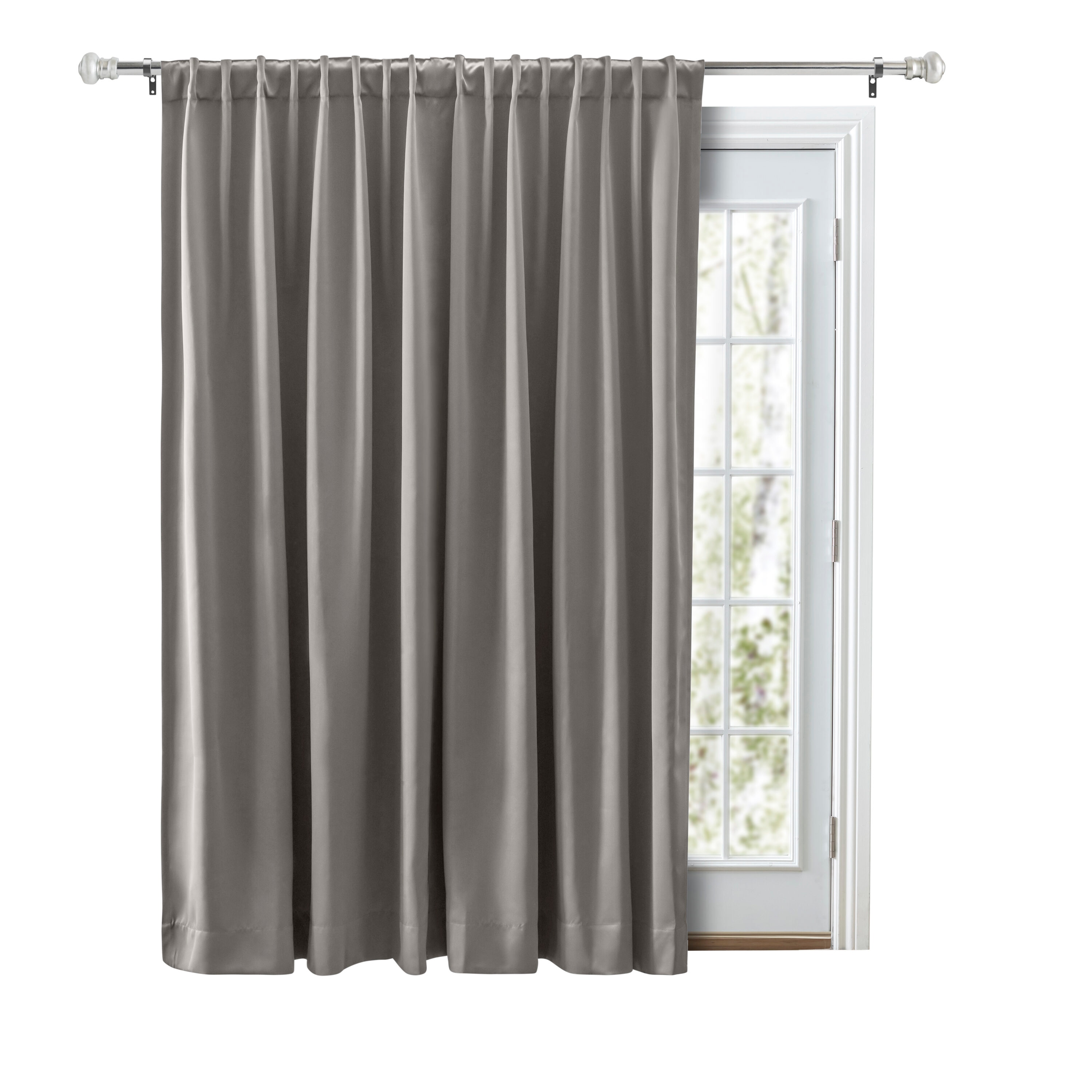 Ricardo Trading 02000-44-084-10 84-in Grey Blackout Back tab Single curtain panel