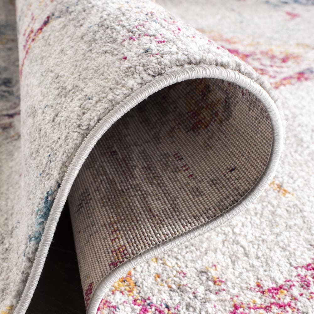 Gray and Fuchsia Synthetic Flat Woven 6' x 9' Area Rug