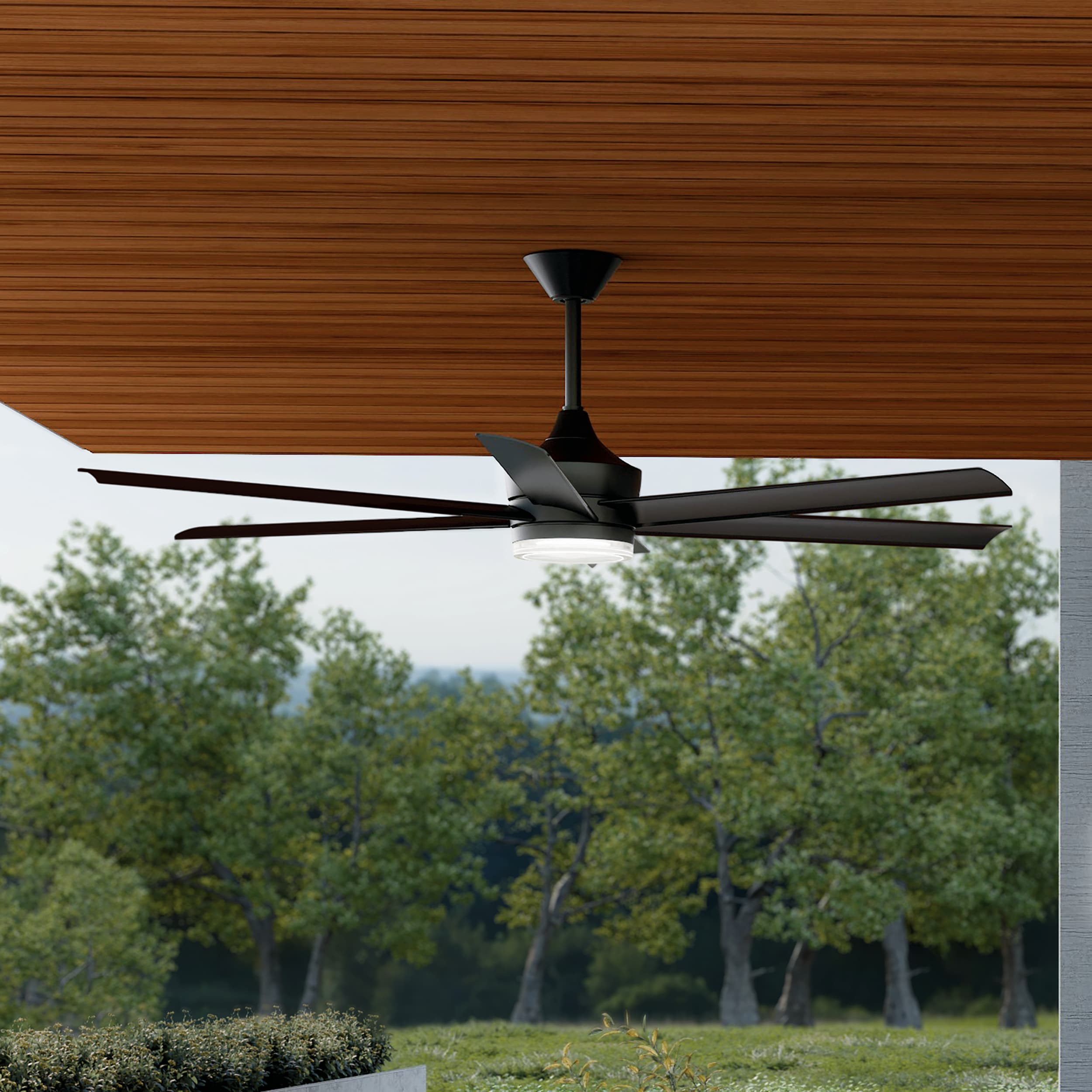 Kichler Solen 65-in Matte Black LED Uncovered Outdoor Ceiling Fan With Light and Remote Control Included