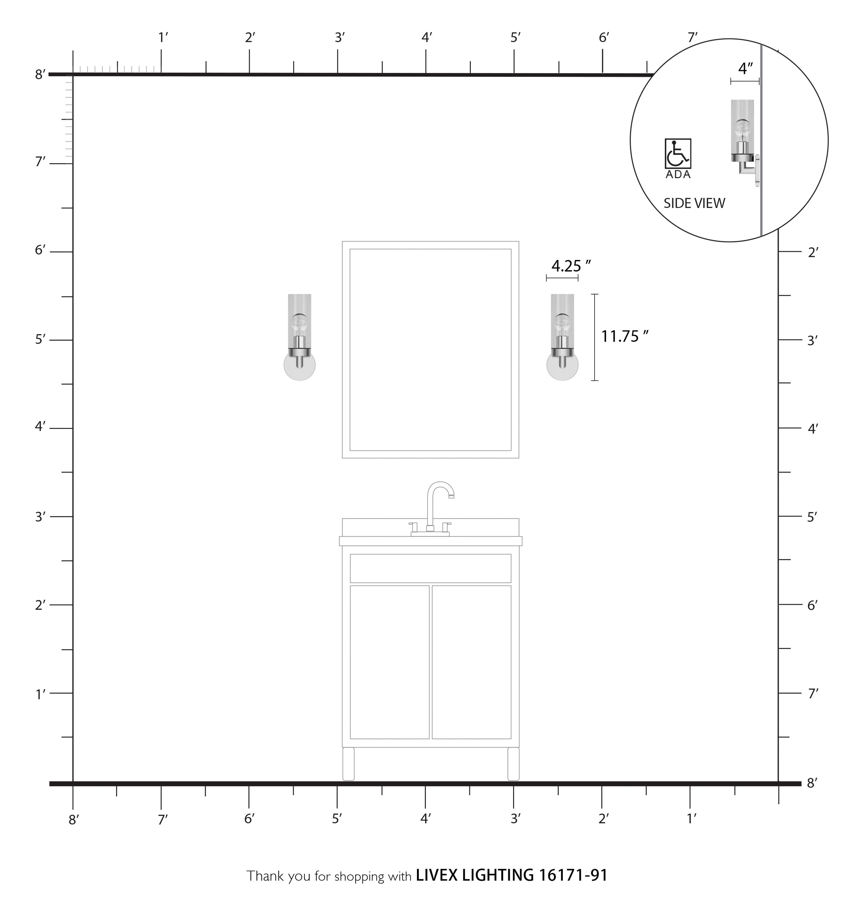 Ludlow Brushed Nickel 1-Light ADA Compliant Sconce with Clear Glass Shade